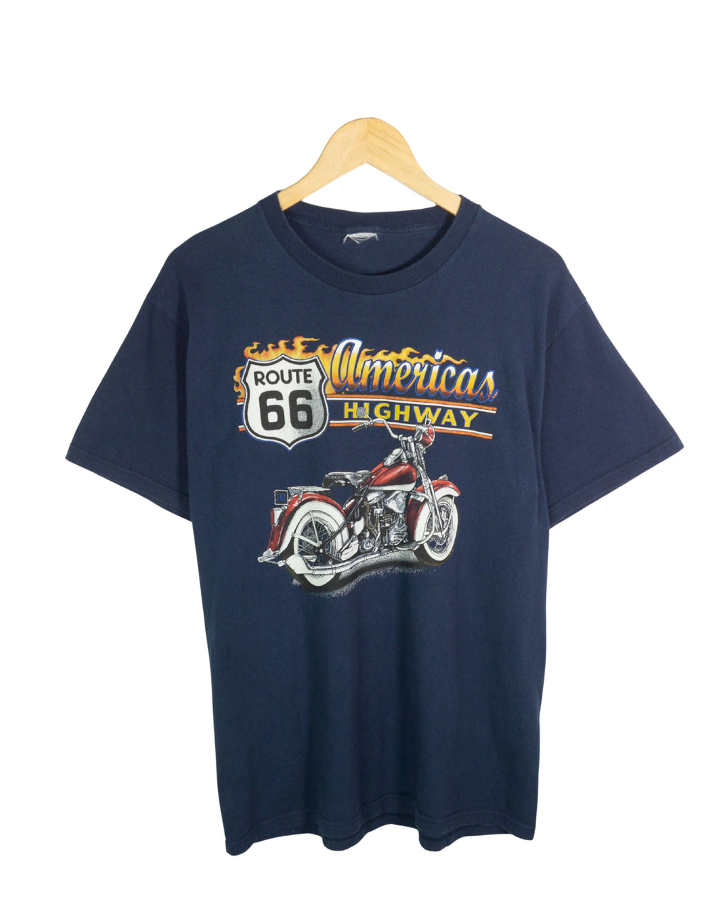 Camiseta Route 66 Americas Highway Azul Marino Vintage — Talla L