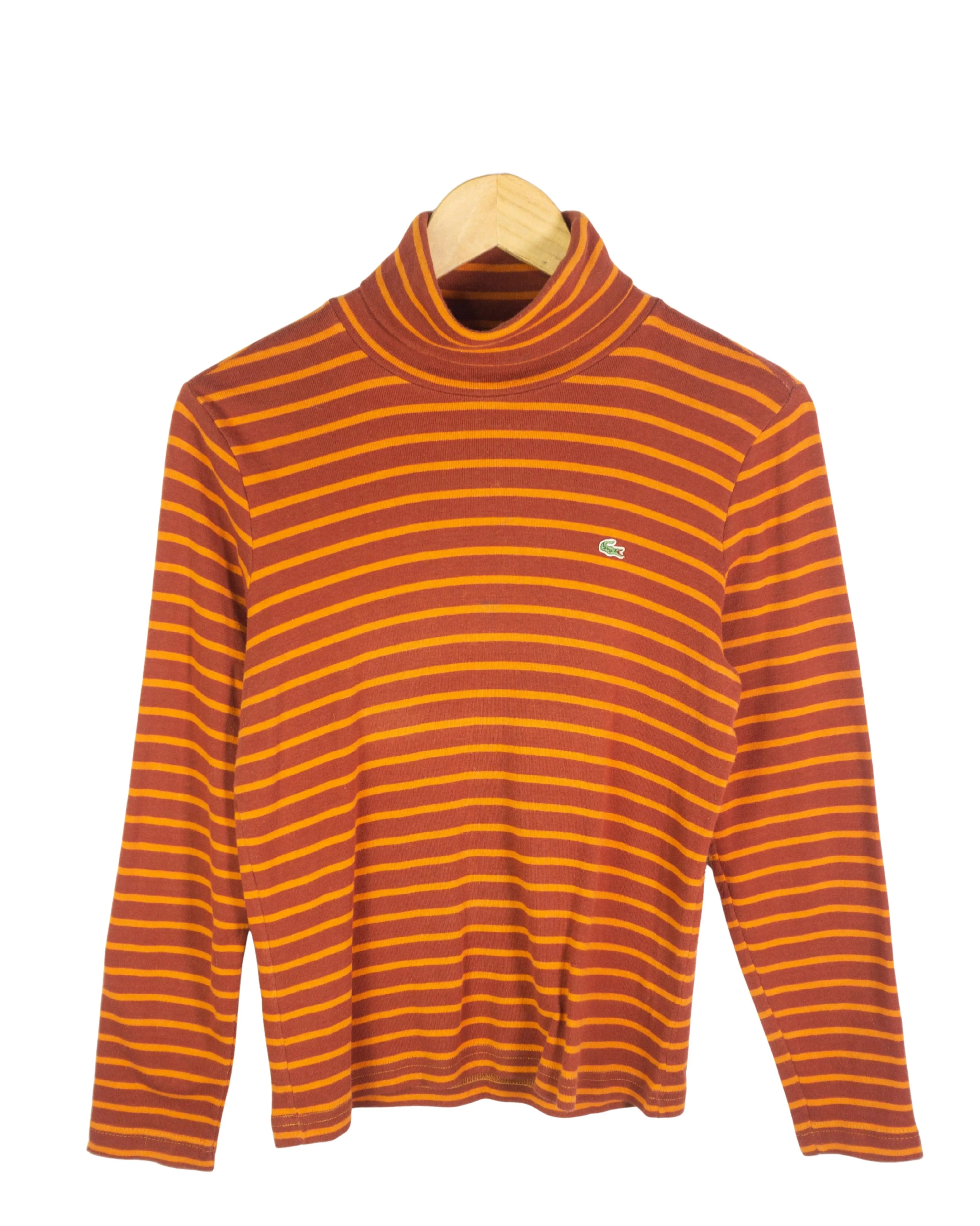Jersey cuello alto mujer de rayas Lacoste vintage 00s 40