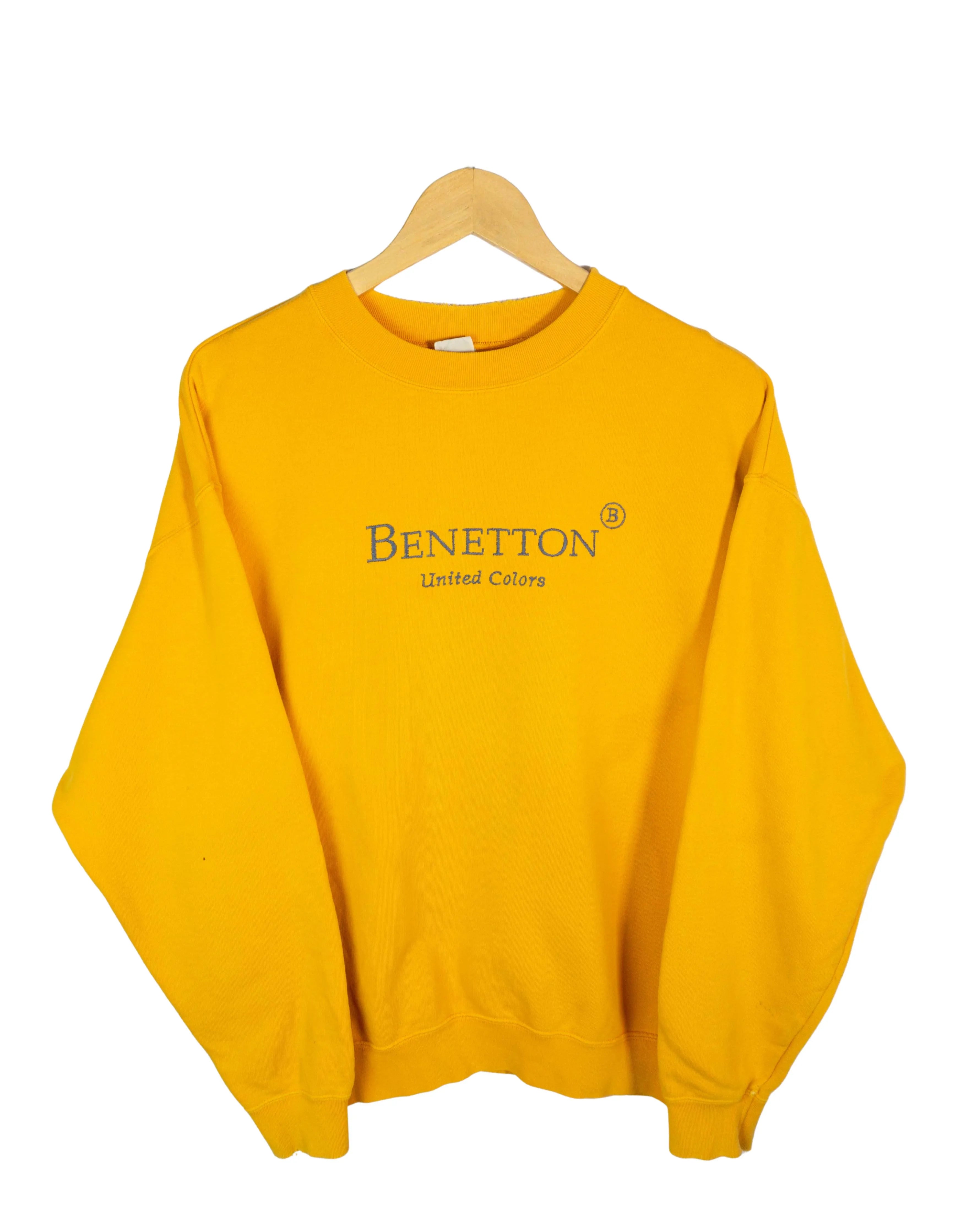 Sudadera United Colors of Benetton Vintage 90s Amarilla — Talla M