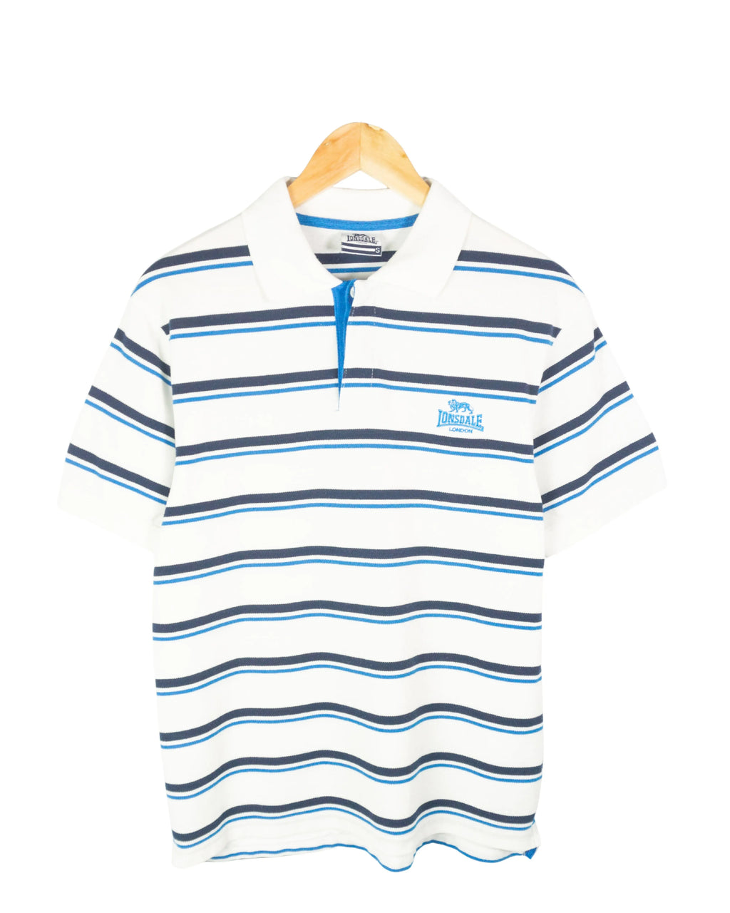 Polo Lonsdale Rayas Azul Blanco Vintage 00s — Talla S