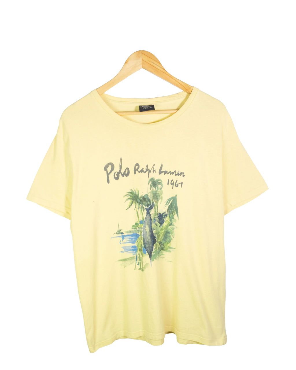 Camiseta Polo Ralph Lauren Tropical Amarilla Vintage 00s — Talla L