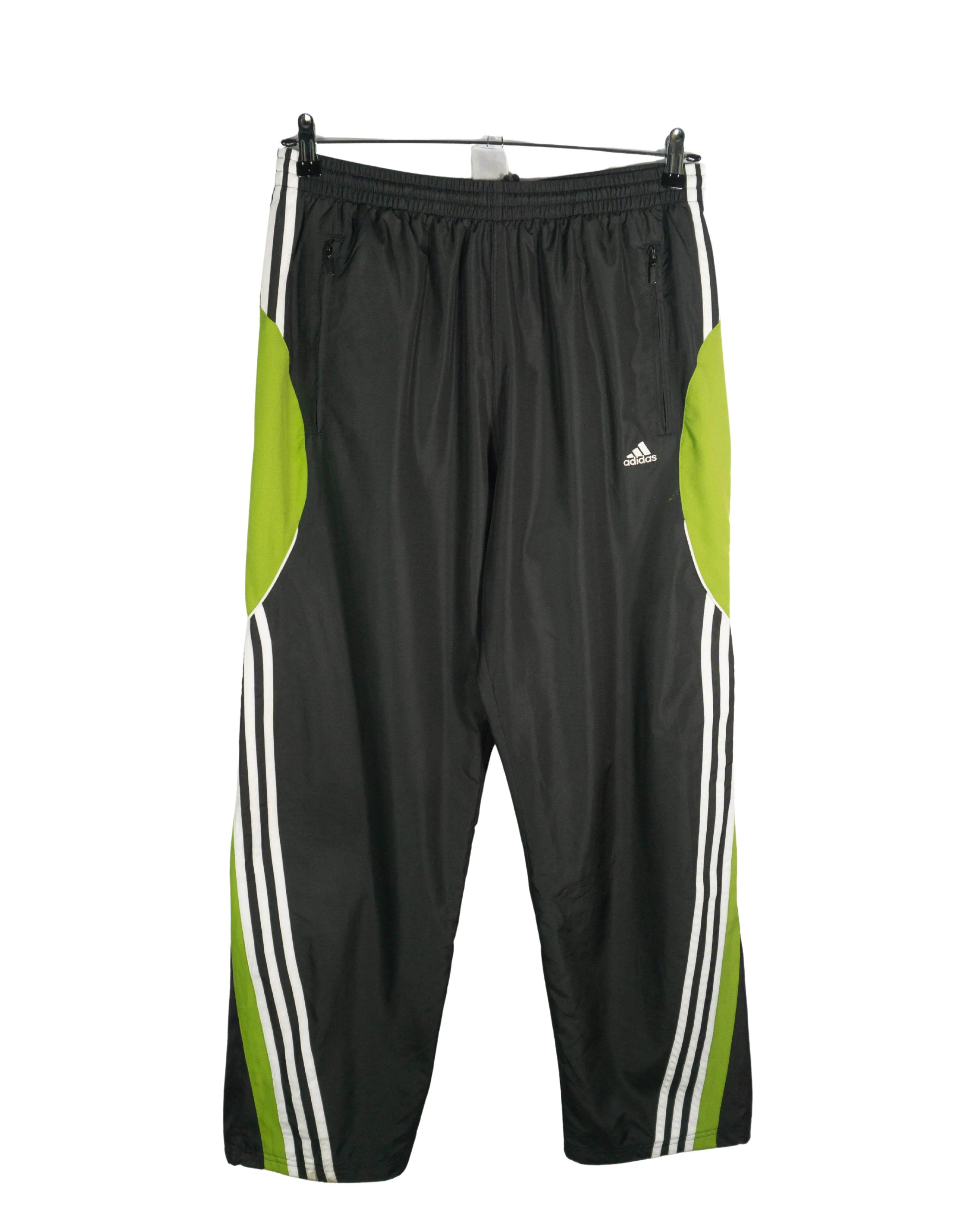 Pantalón Adidas Negro Verde Lima Vintage 00s — Talla L