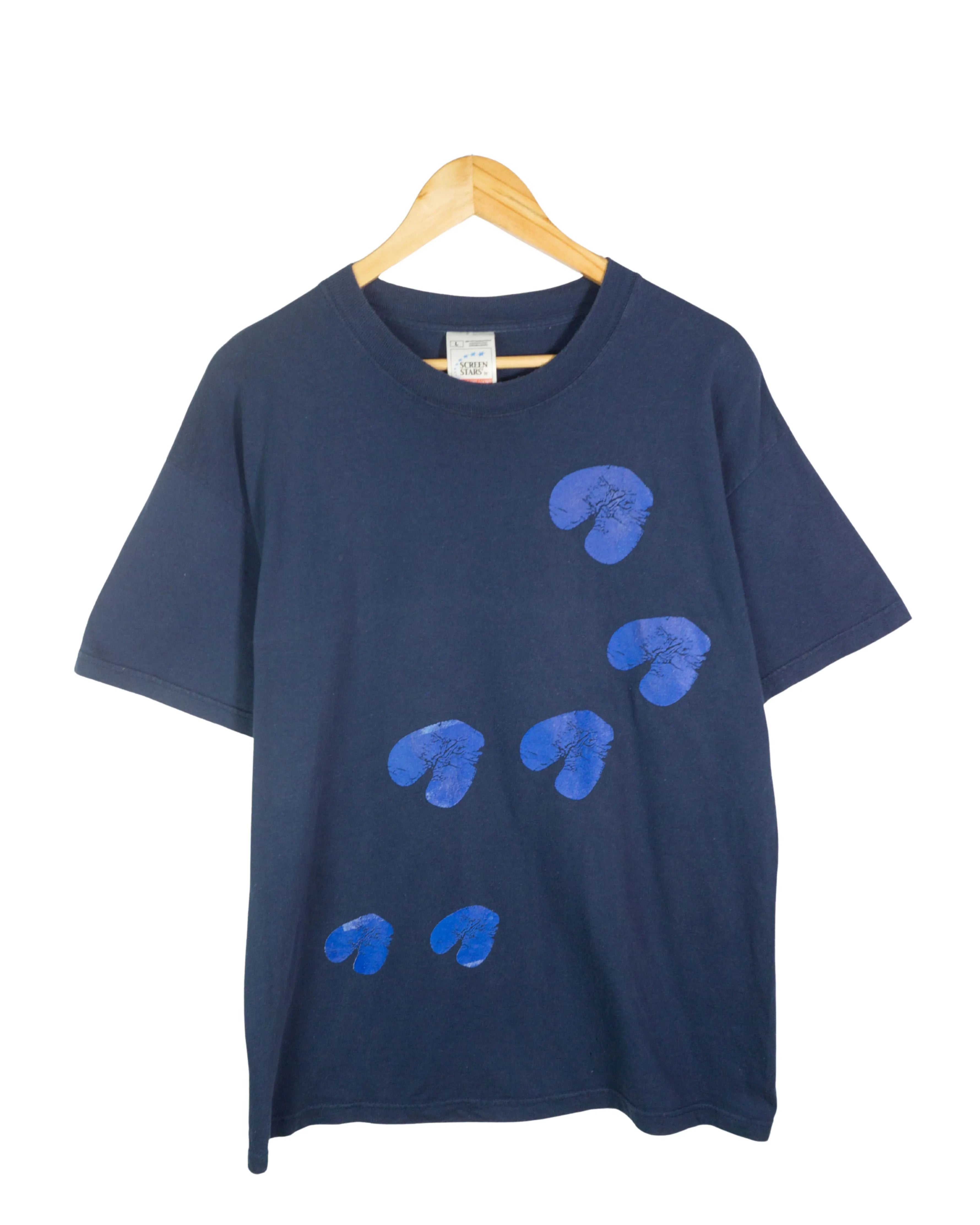 Camiseta Camel World Gráfica Azul Marino Vintage 90s — Talla L