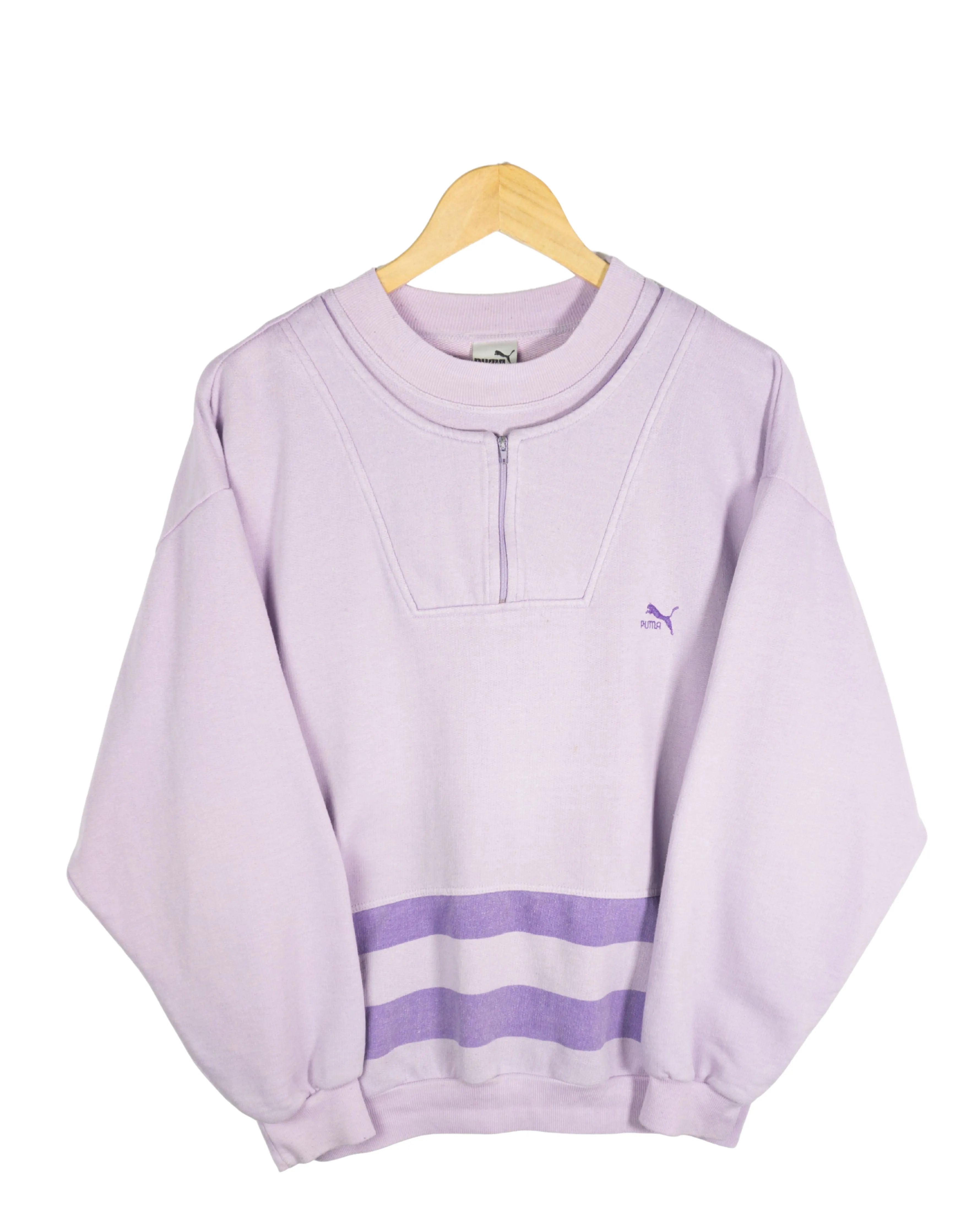 Sudadera Puma Cremallera Lila Vintage 90s — Talla M