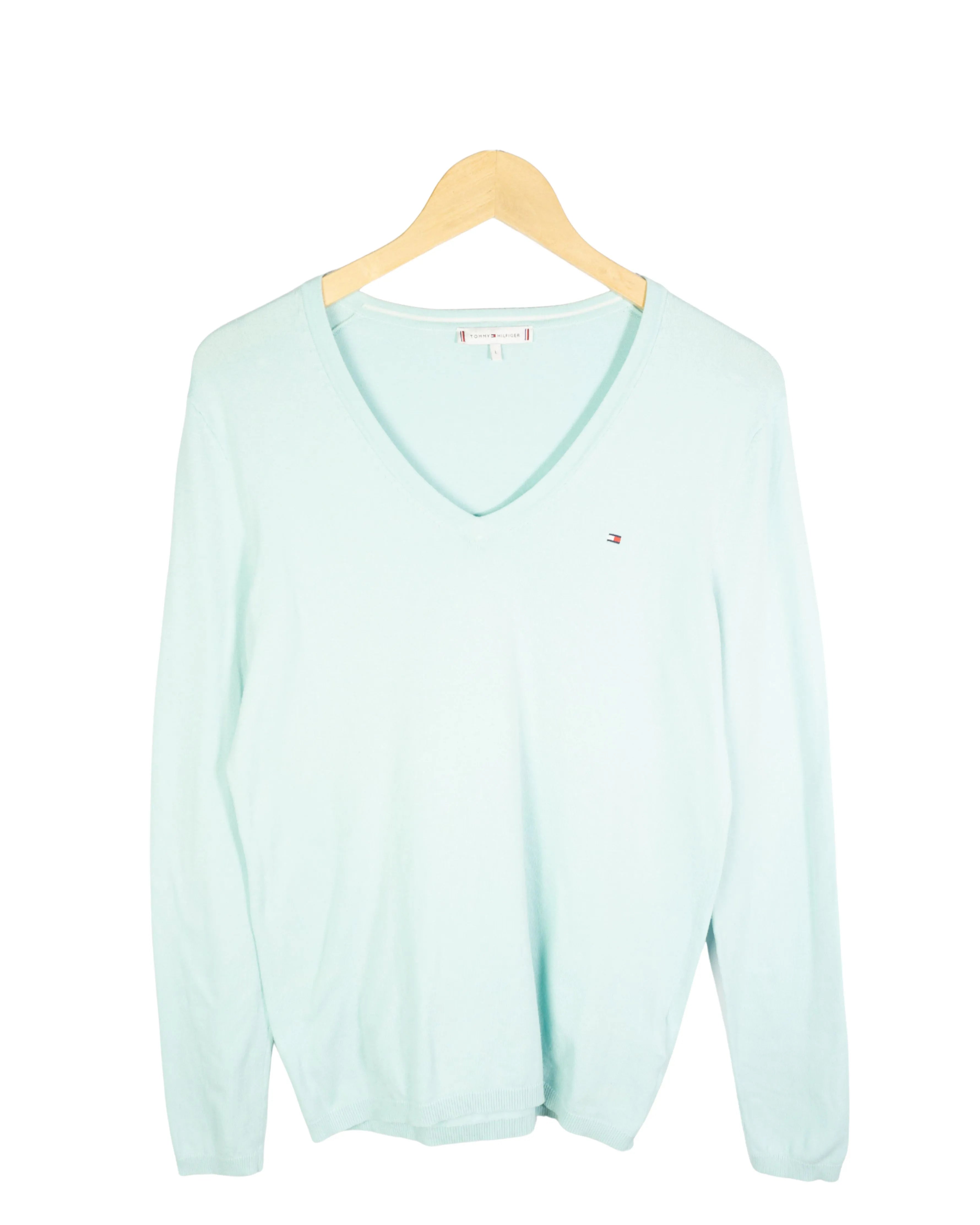 Jersey cuello pico mujer Tommy Hilfiger azul claro L