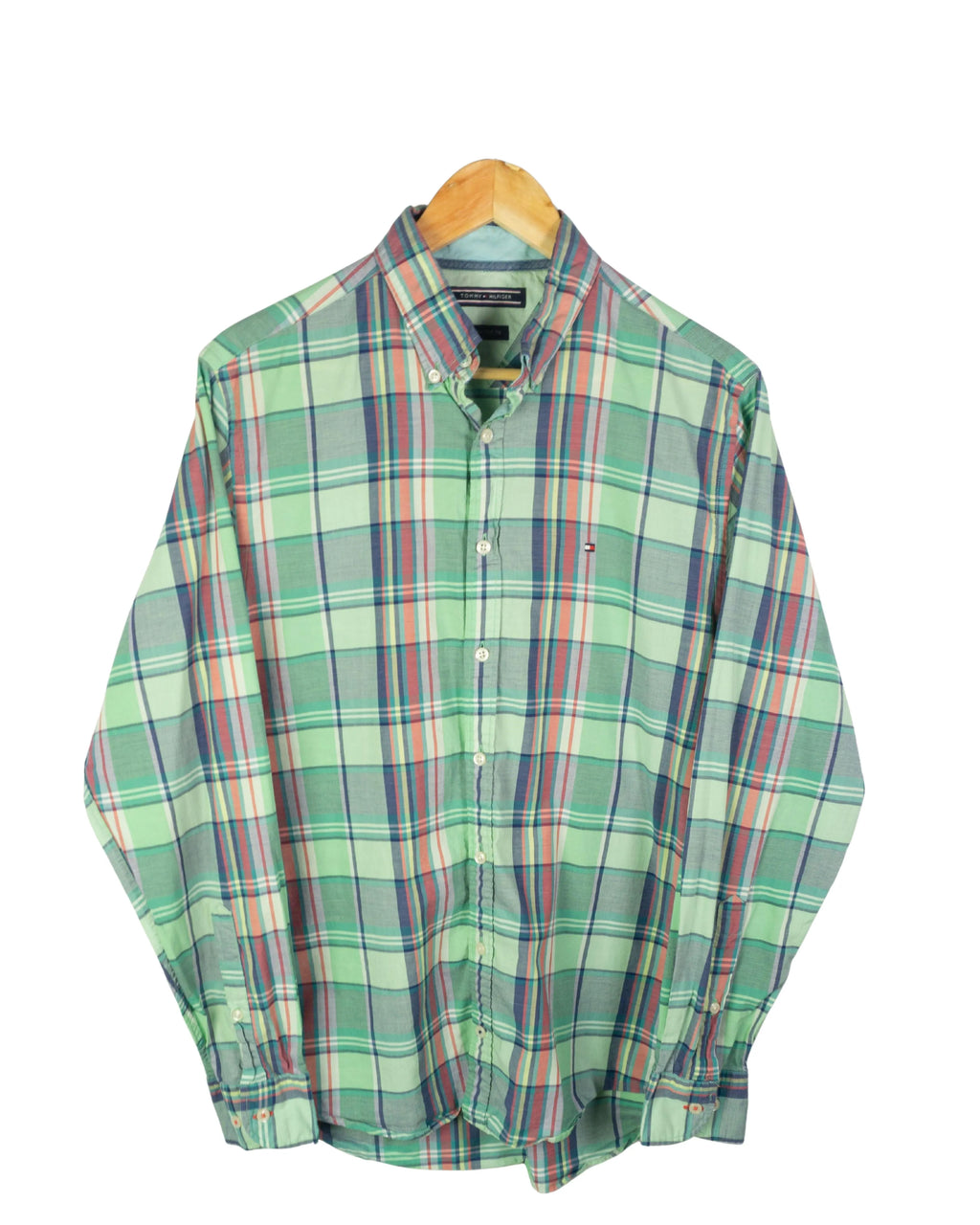 Camisa Tommy Hilfiger Cuadros Madras Verde — Talla M