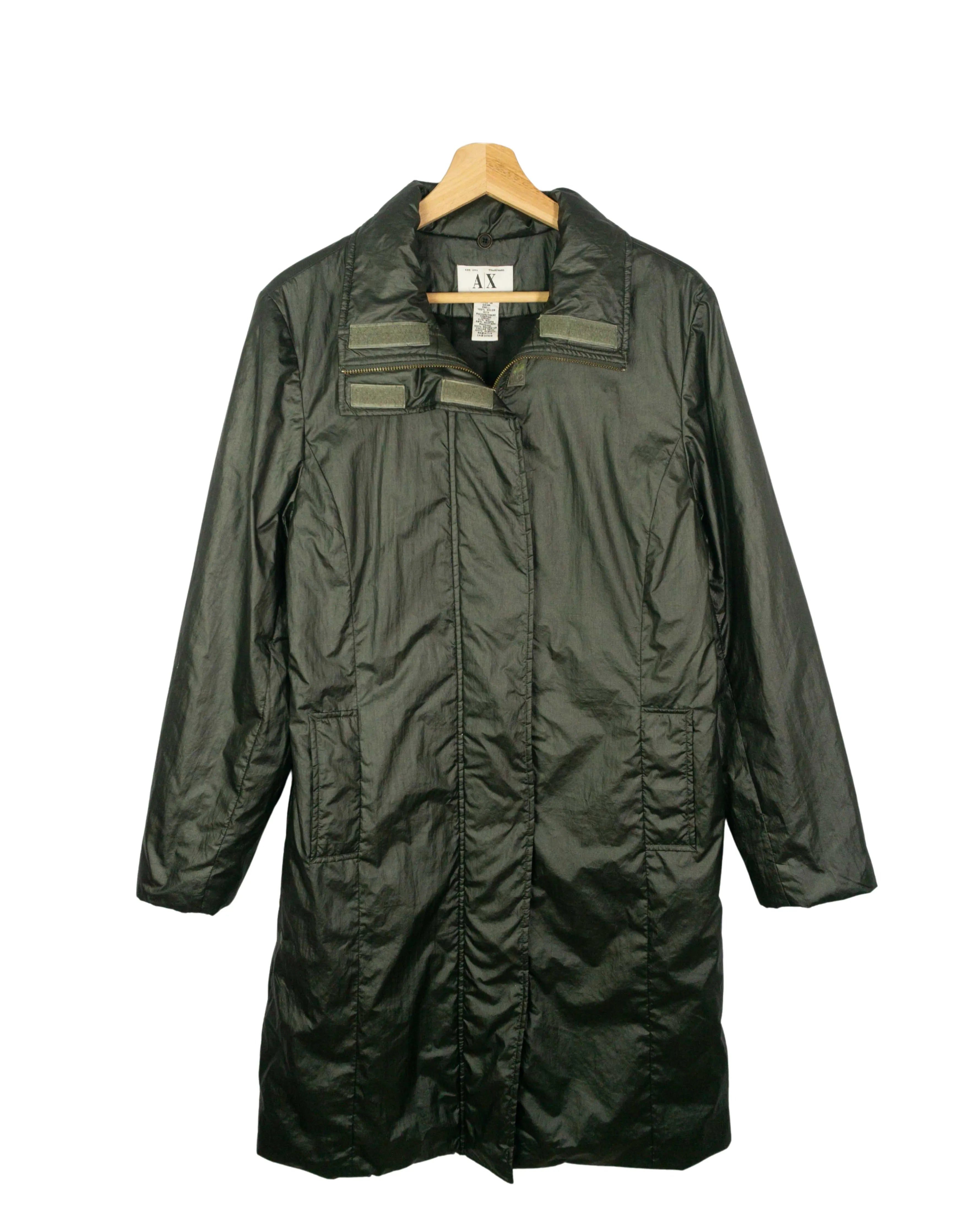 Abrigo Armani Exchange AX Vintage 90s nylon verde militar — Talla S