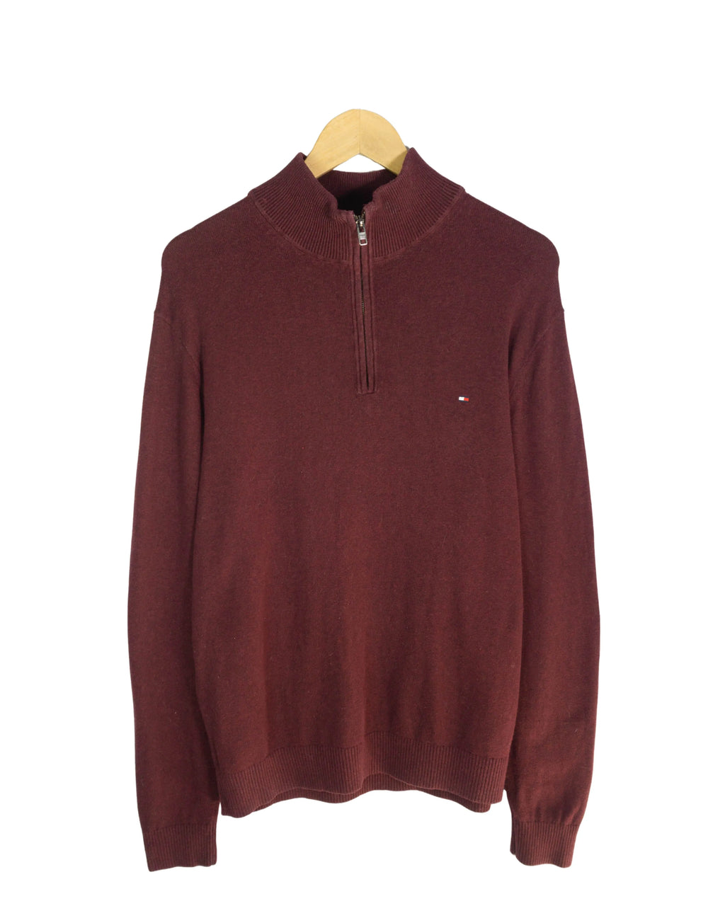 Jersey Tommy Hilfiger 1/4 Zip Burdeos — Talla XXL