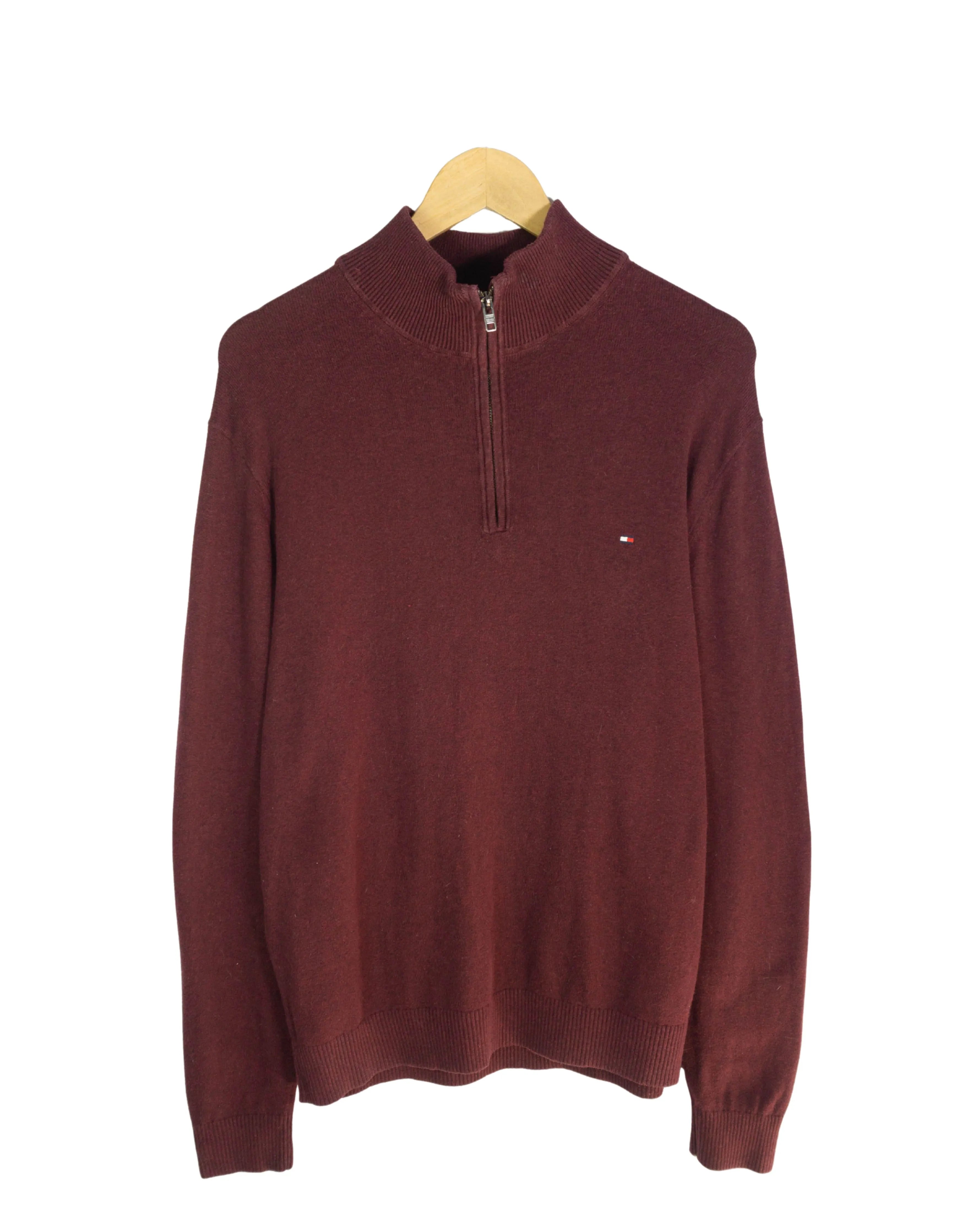 Jersey Tommy Hilfiger 1/4 Zip Burdeos — Talla XXL