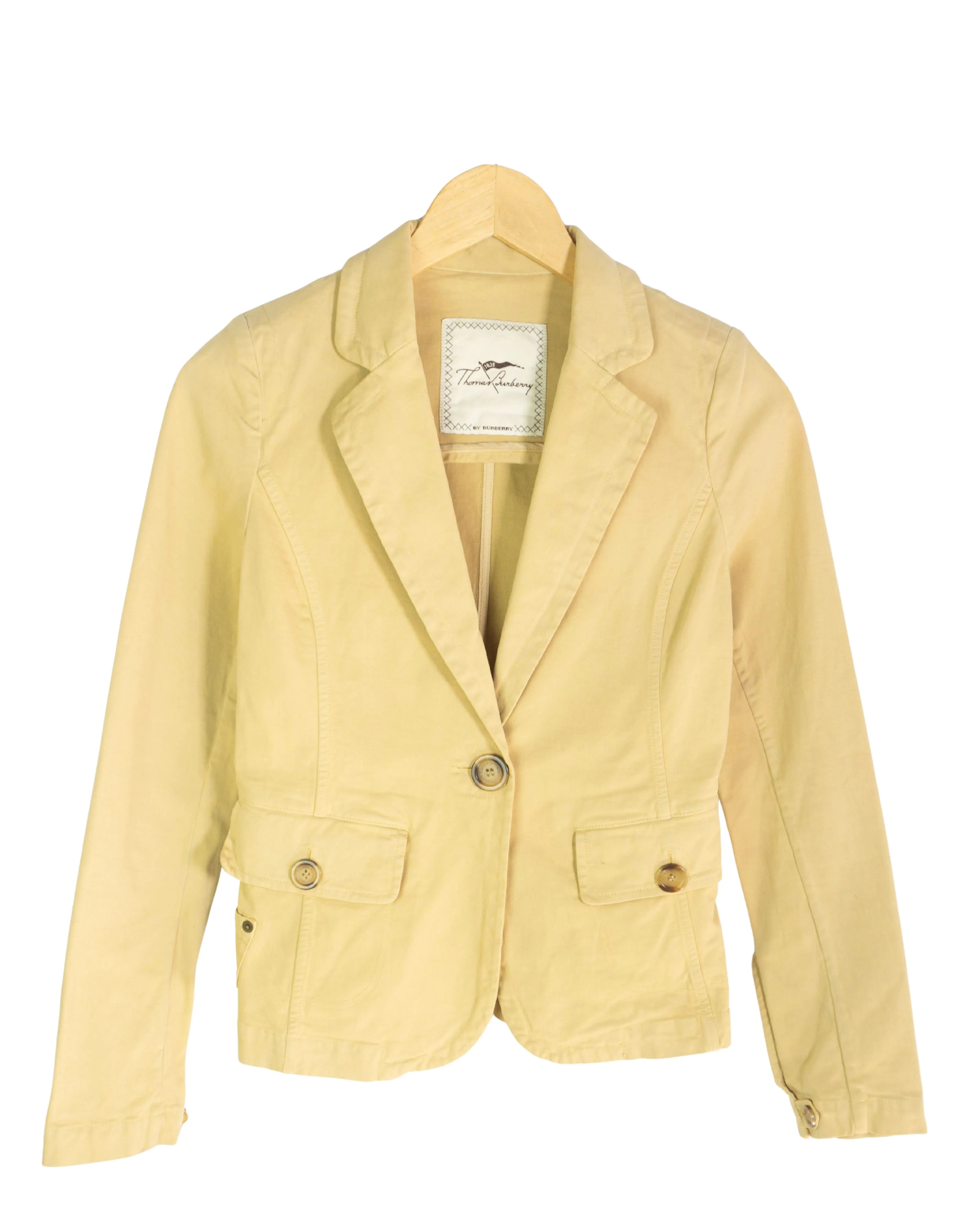 Blazer Thomas Burberry Amarillo Vintage 00s Mujer — Talla XS