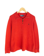 Jersey Polo Ralph Lauren 1/4 Zip Rojo Vintage 00s — Talla L