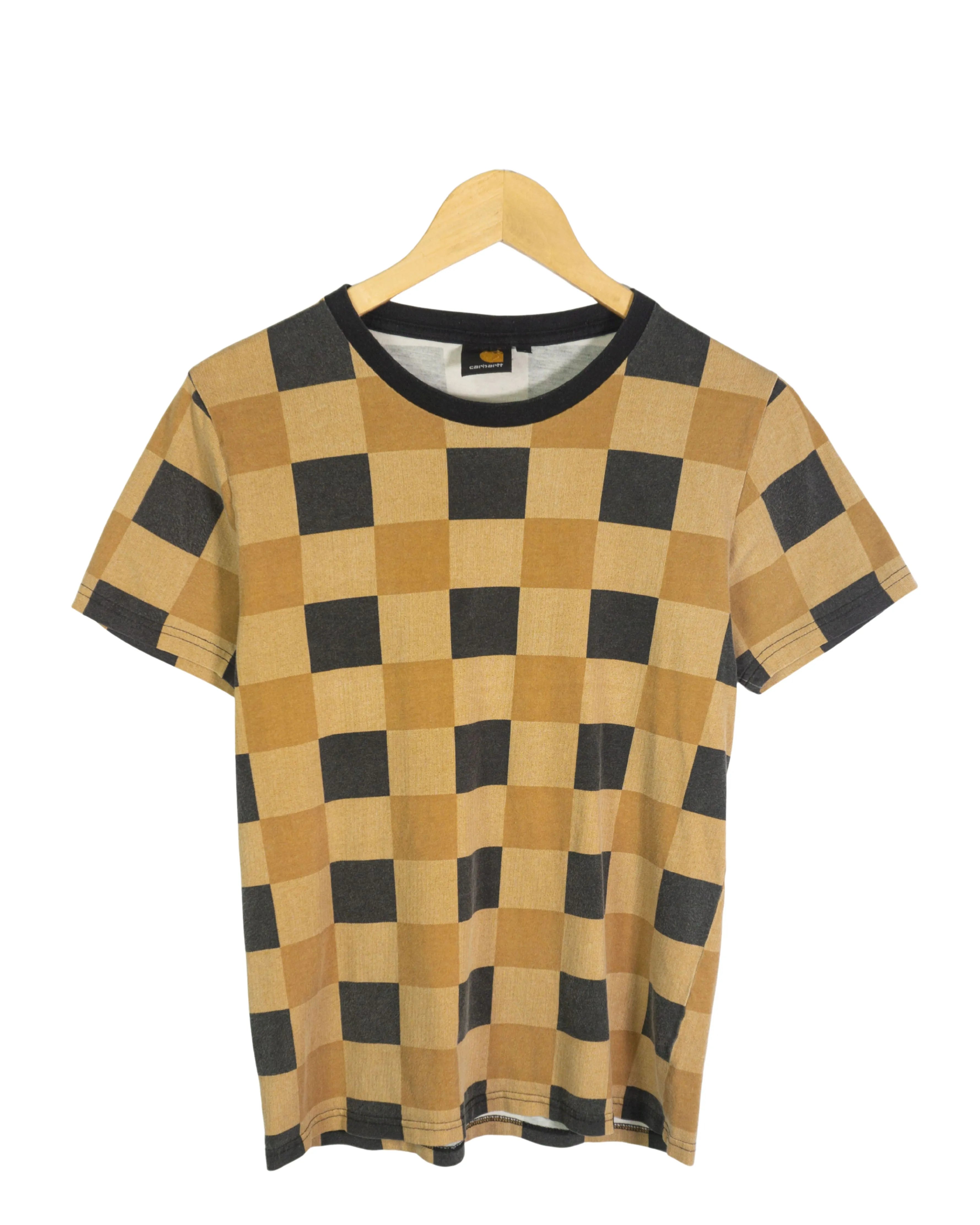 Camiseta Carhartt Cuadros Damero Beige y Negro — Talla S