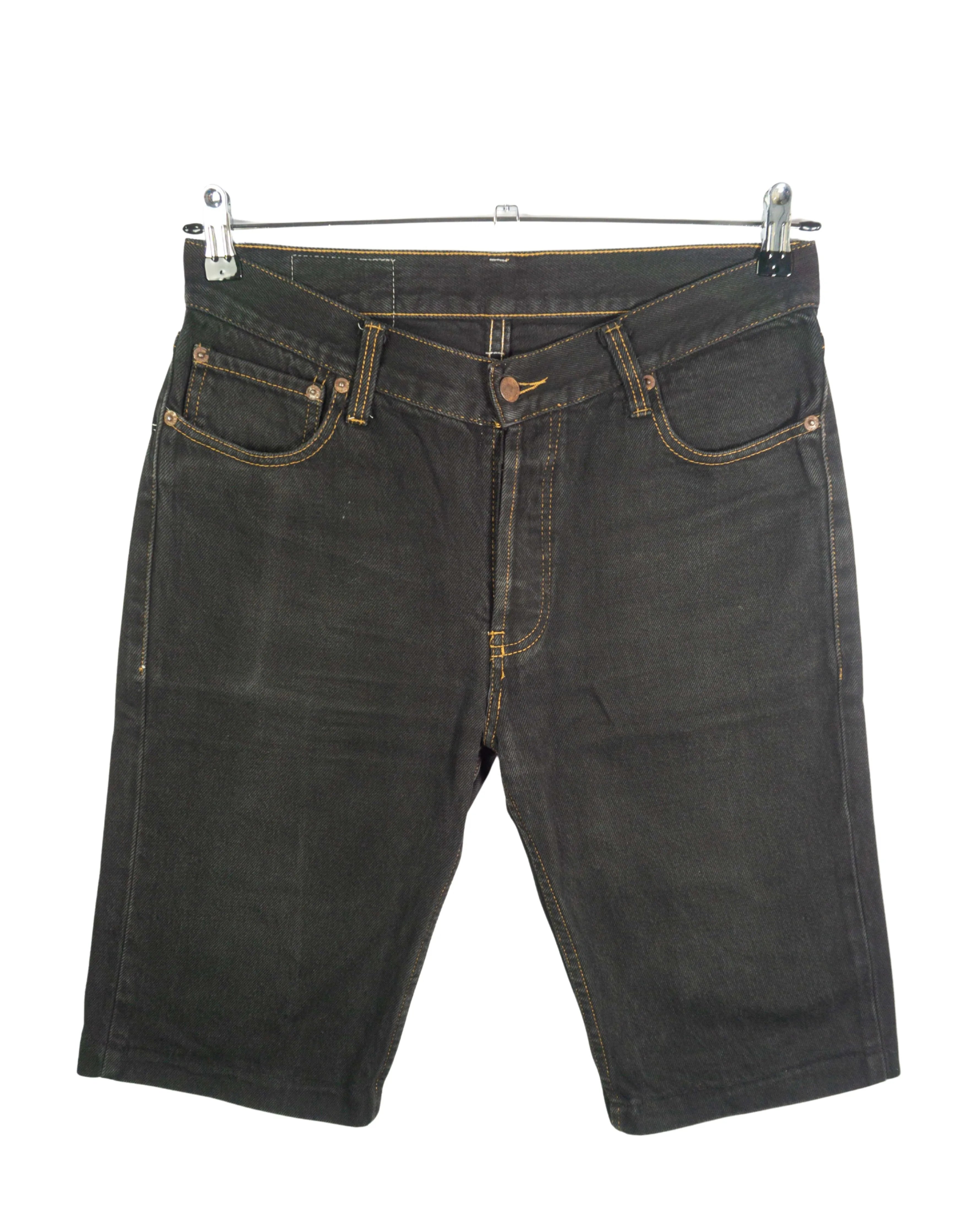 Short Levi's Denim Negro Vintage 90s Costura Naranja — S