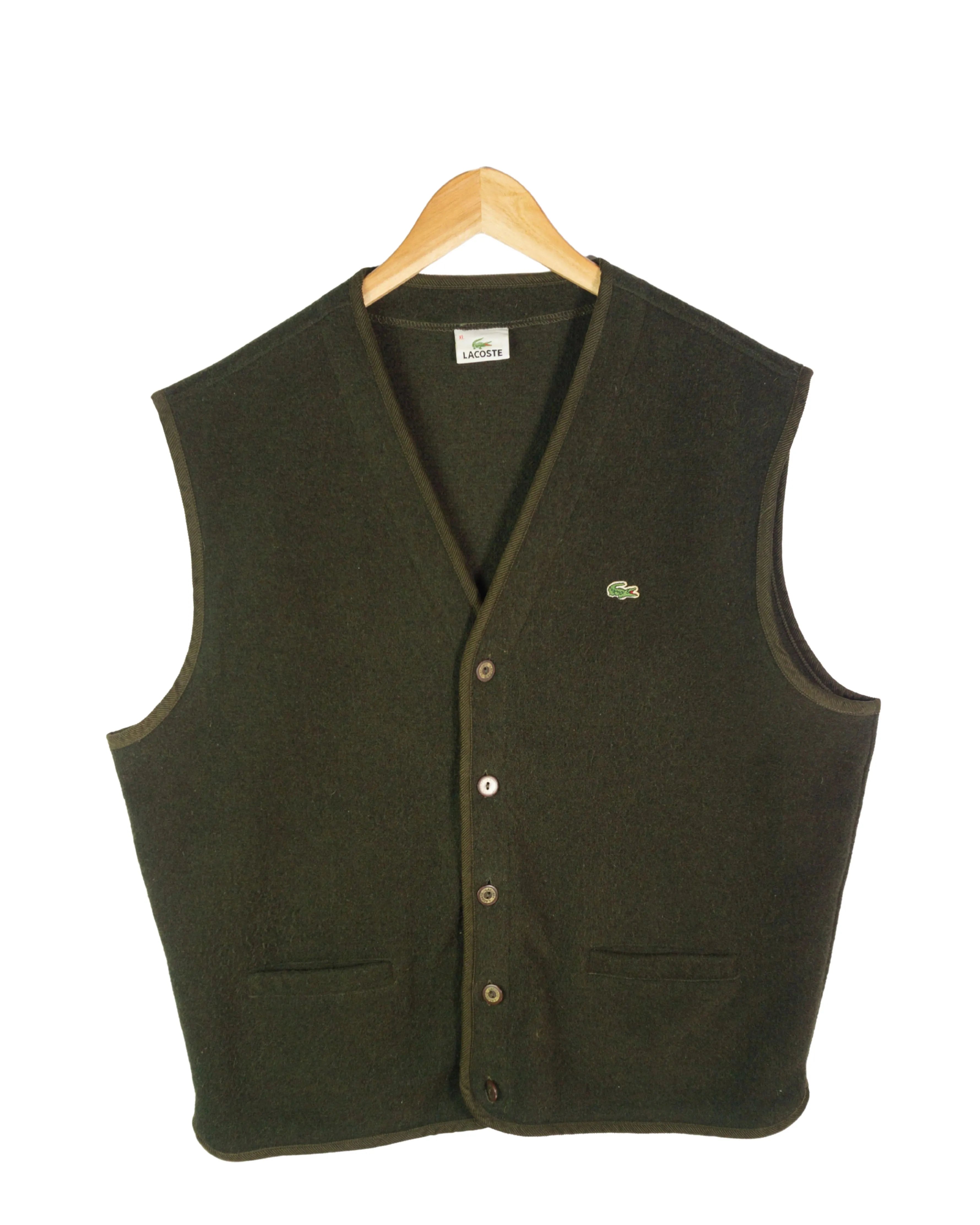 Chalecos Lacoste vintage 90s marrón oscuro XL