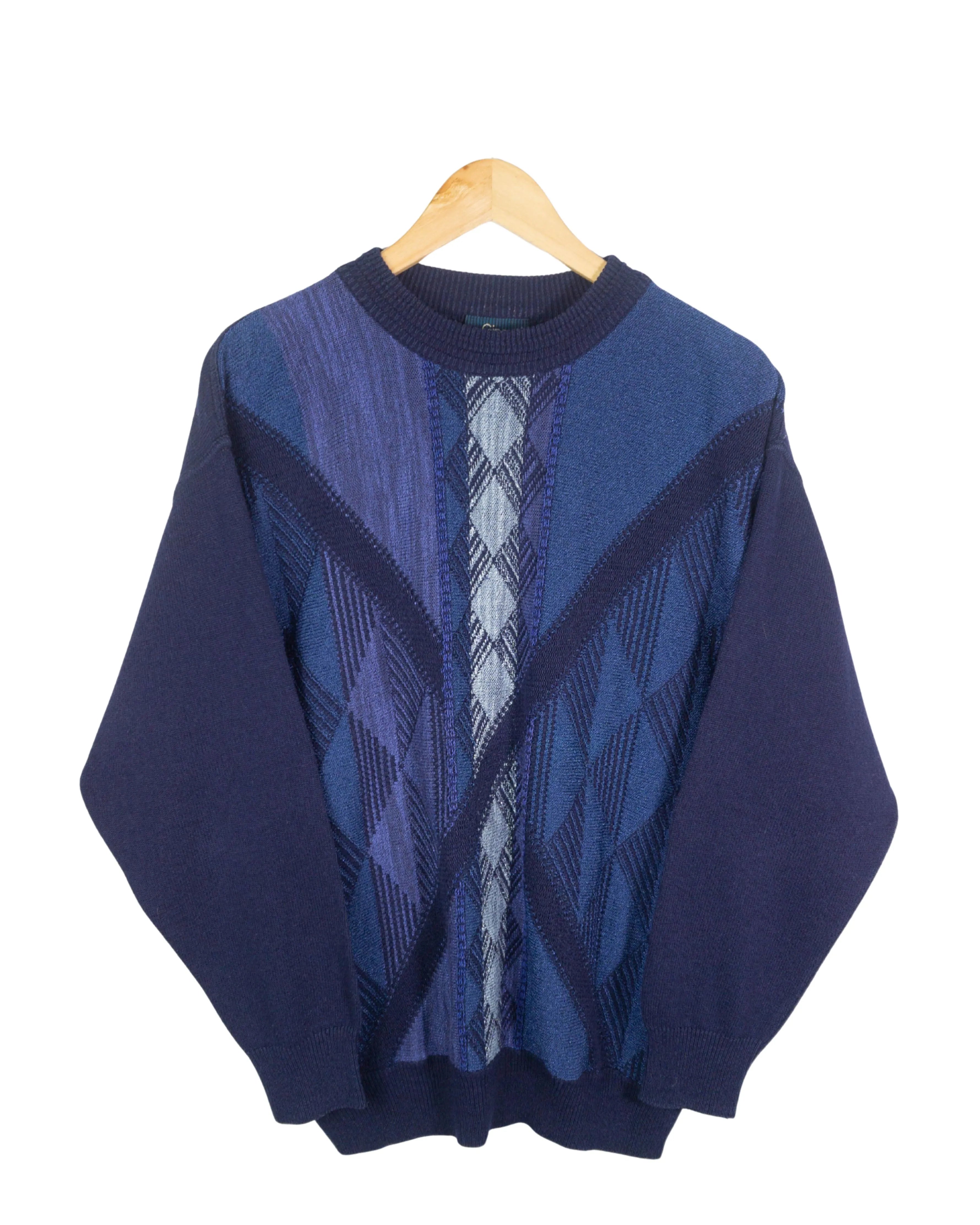 Jersey étnico vintage 90s azul L