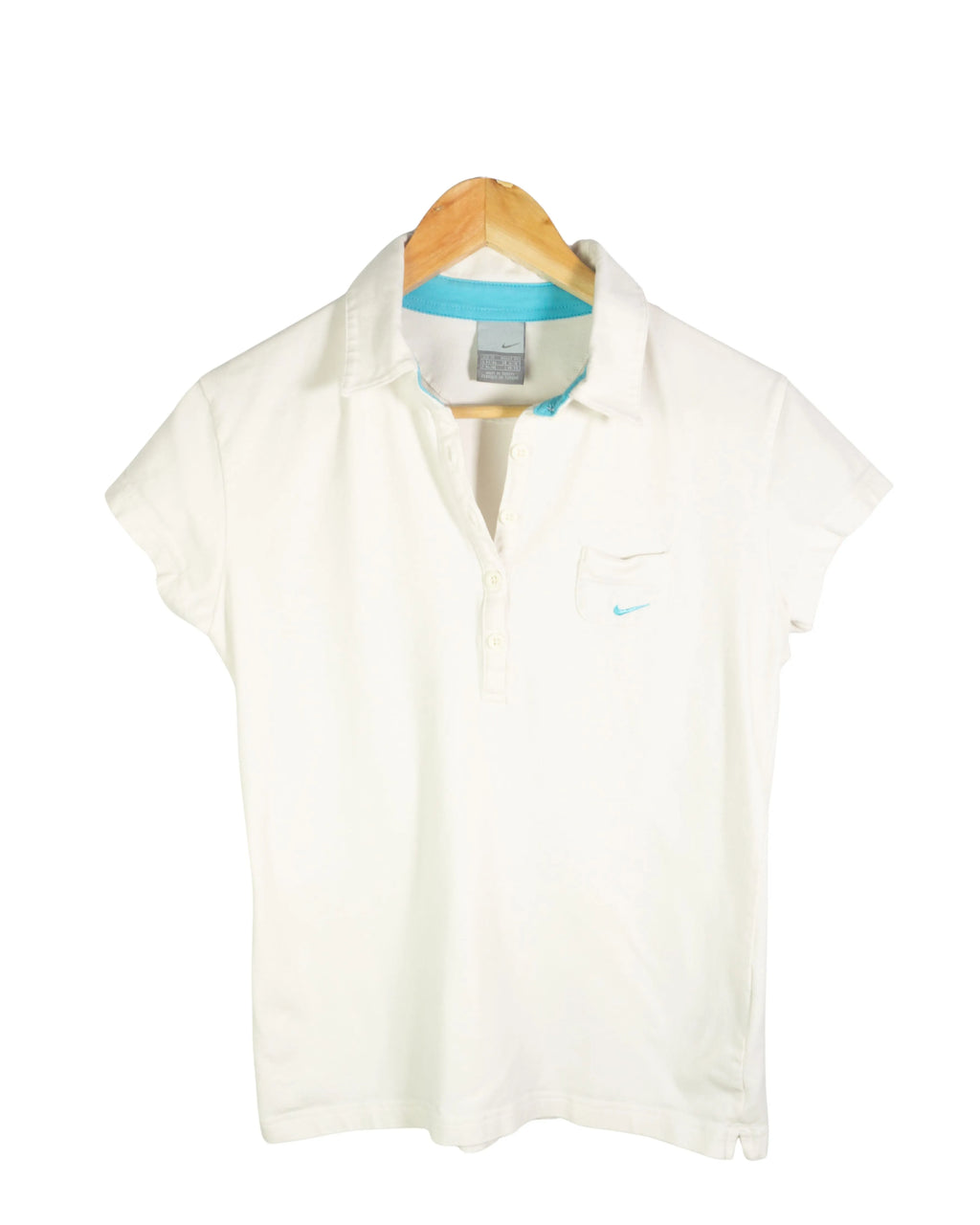 Polo Nike Blanco Detalle Turquesa Mujer — Talla L