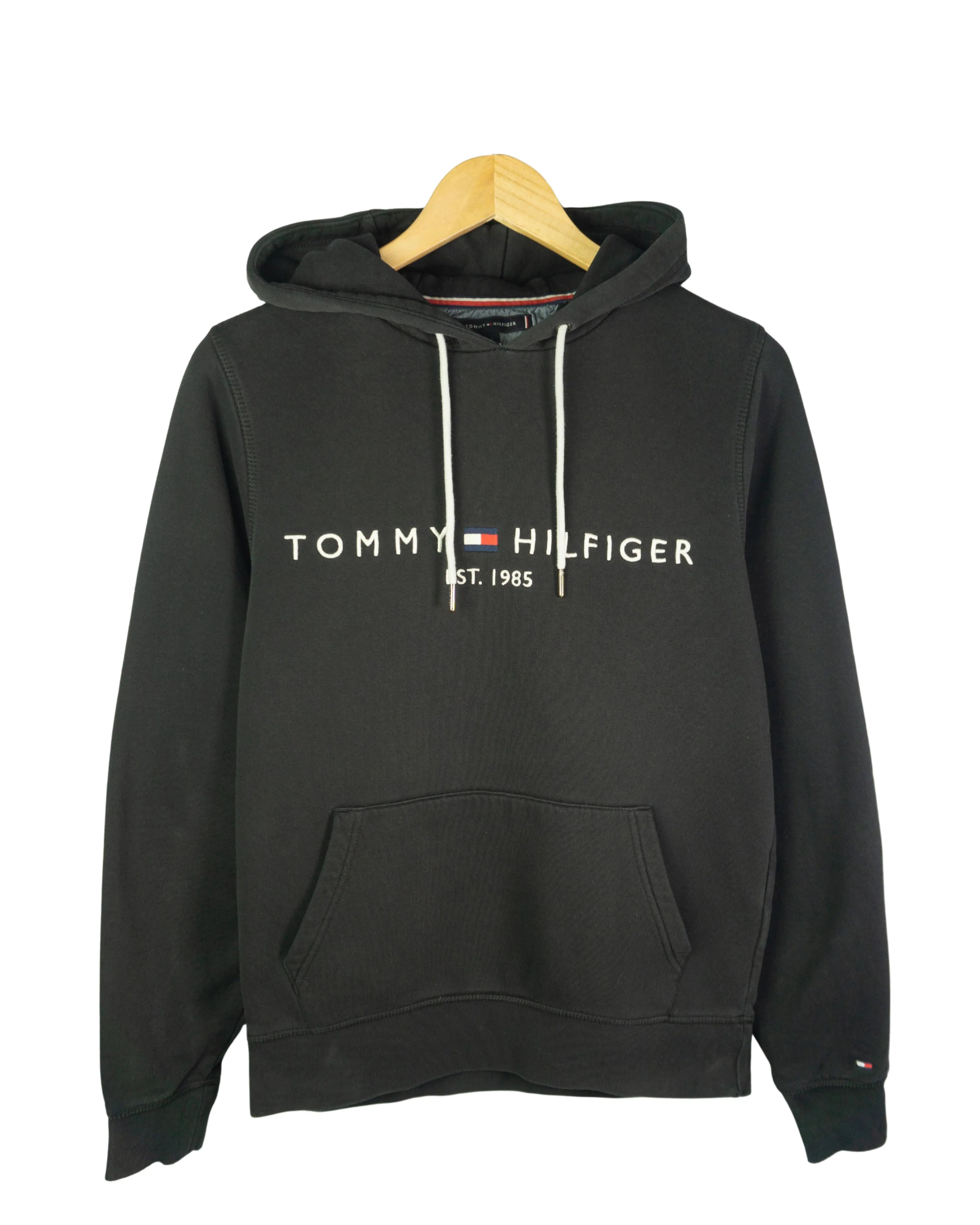Sudadera Tommy Hilfiger Logo Bordado Negra — Talla S