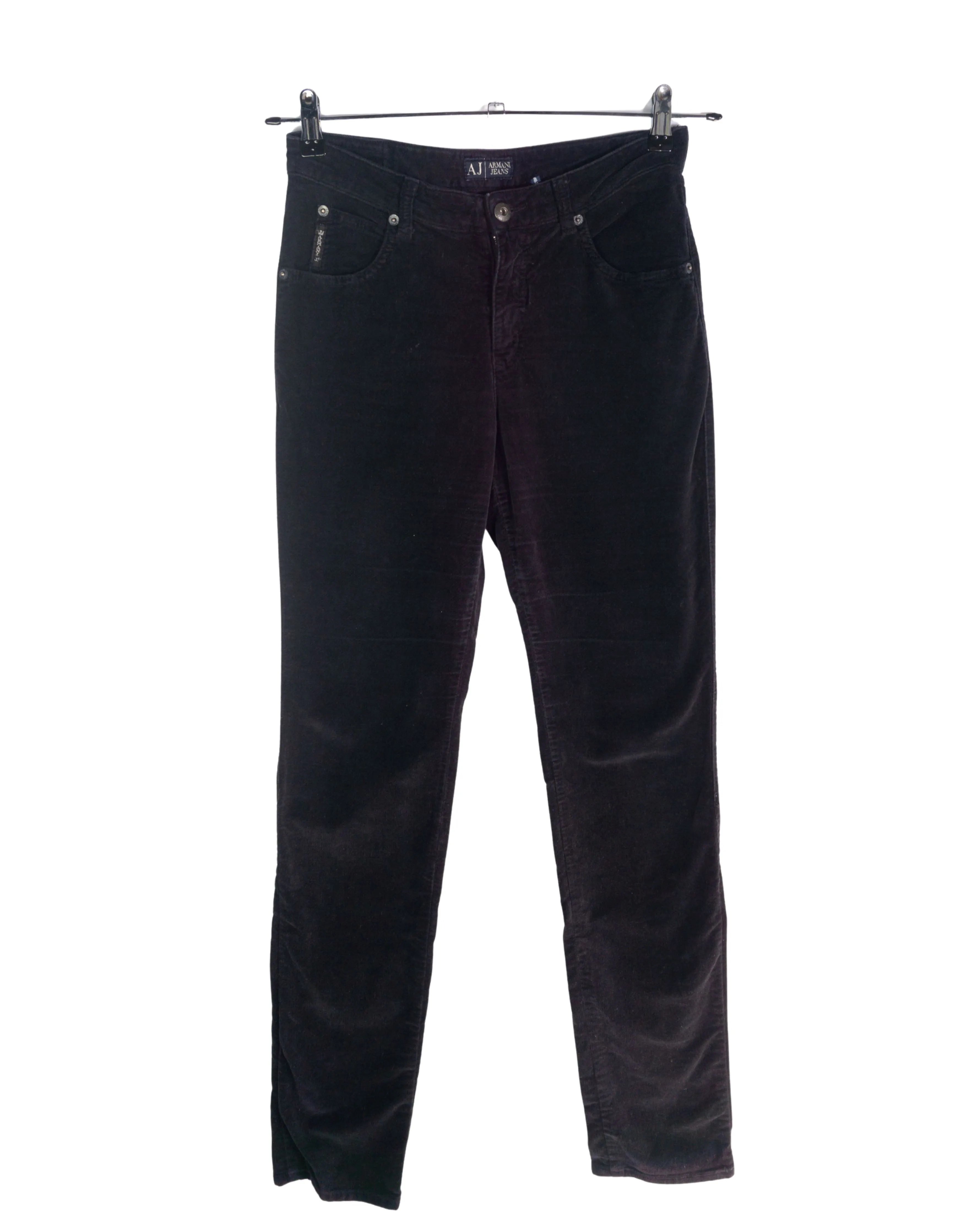 Pantalón Pana Armani Jeans Negro Vintage 00s Mujer — Talla 28