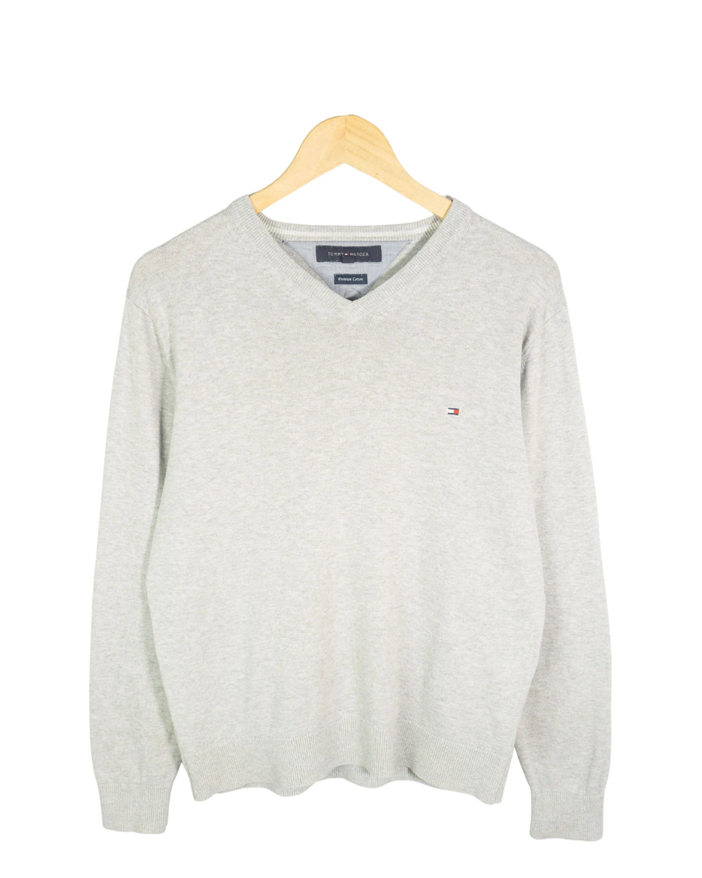 Jersey cuello pico Tommy Hilfiger gris M