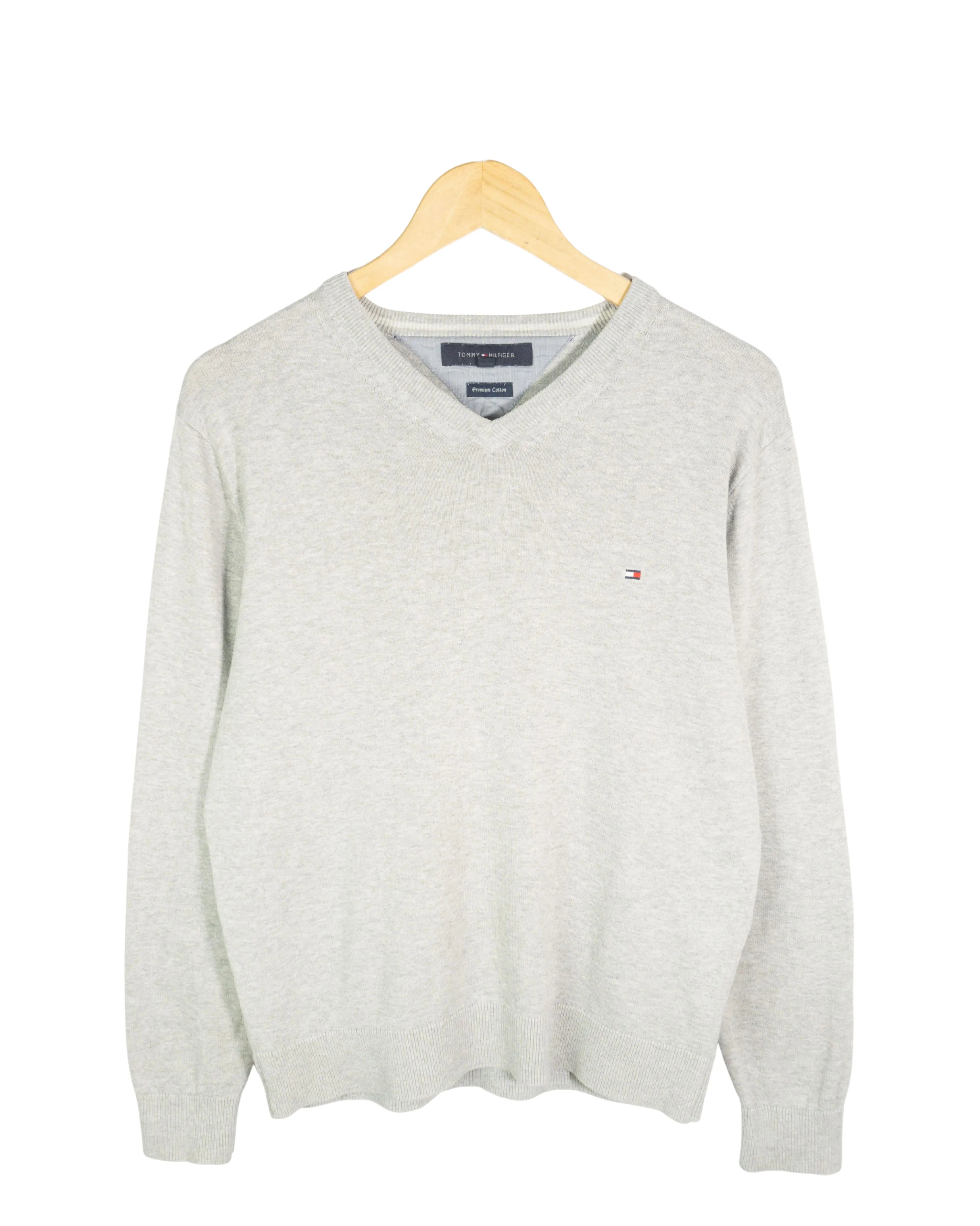 Jersey cuello pico Tommy Hilfiger gris M