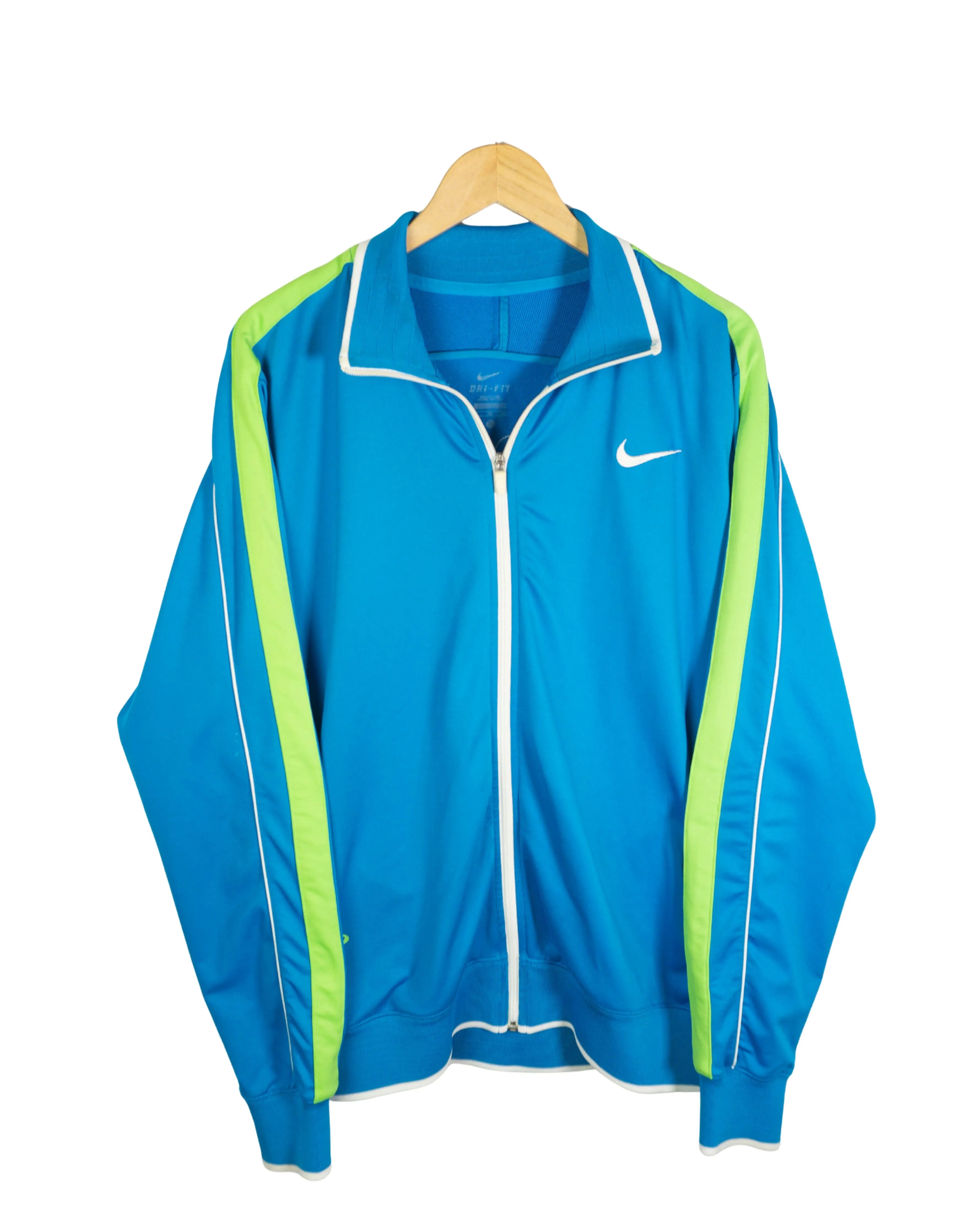 Chaqueta Nike Cremallera Azul Verde Neón — Talla XL