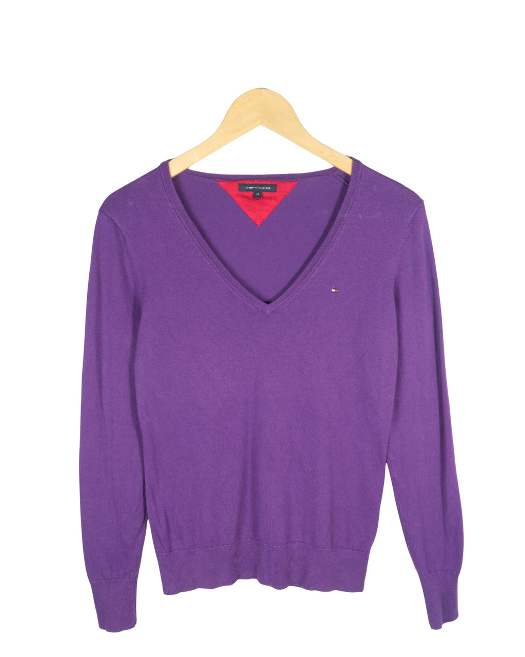 Jersey cuello pico Tommy Hilfiger morado M