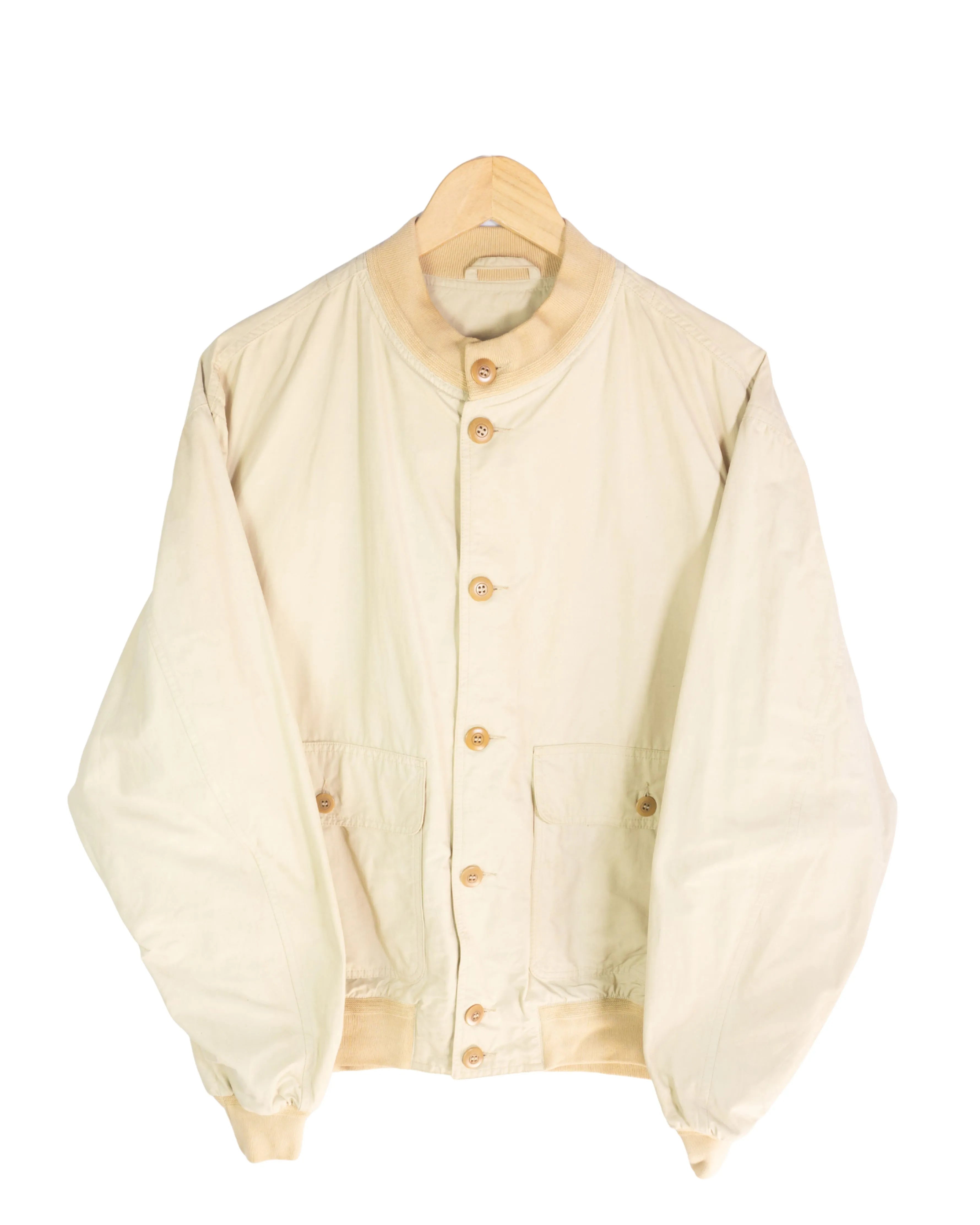 Cazadora Bomber Beige Vintage 90s Botonera — Talla M