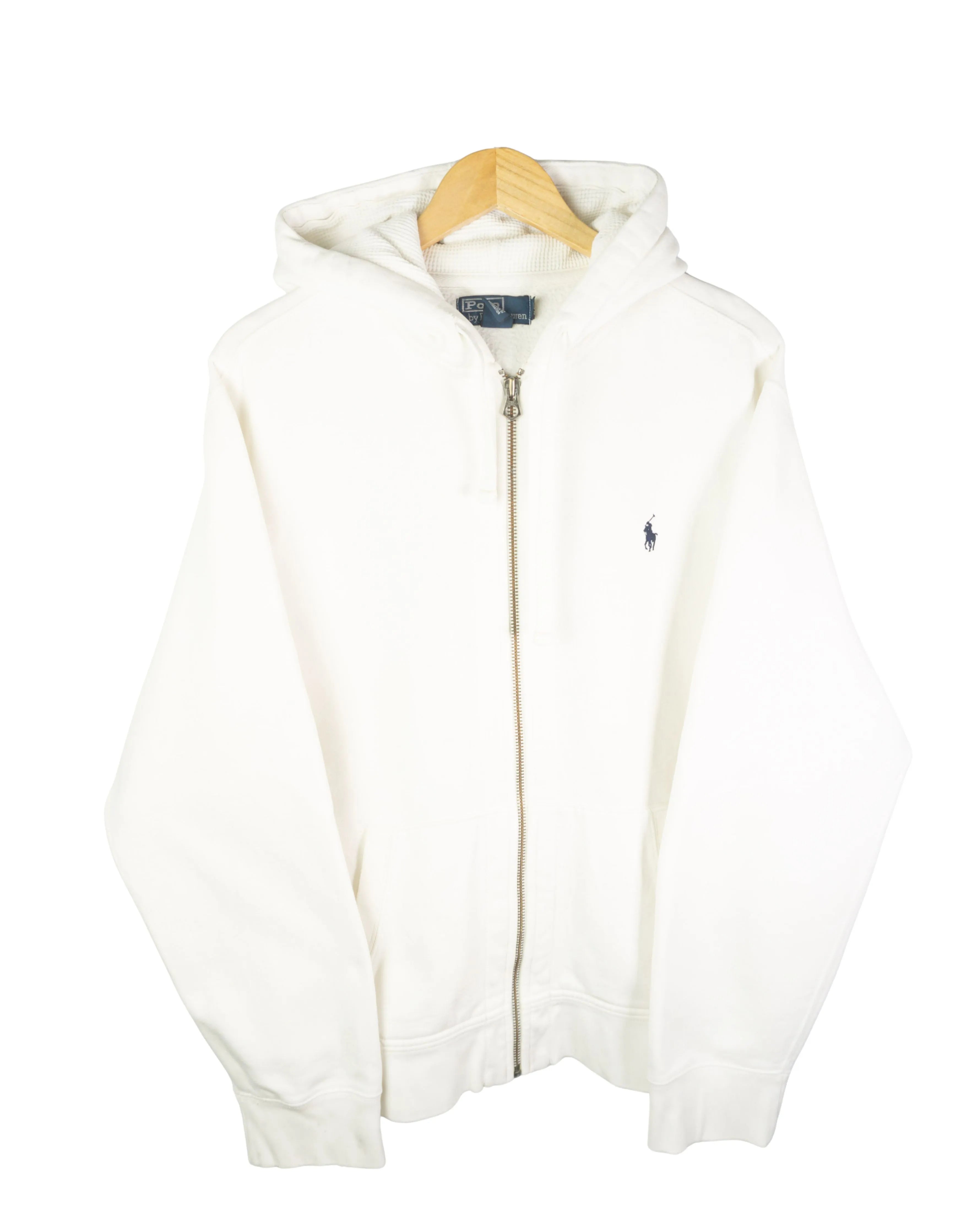 Sudadera Ralph Lauren Cremallera Blanca Vintage 00s — Talla XL