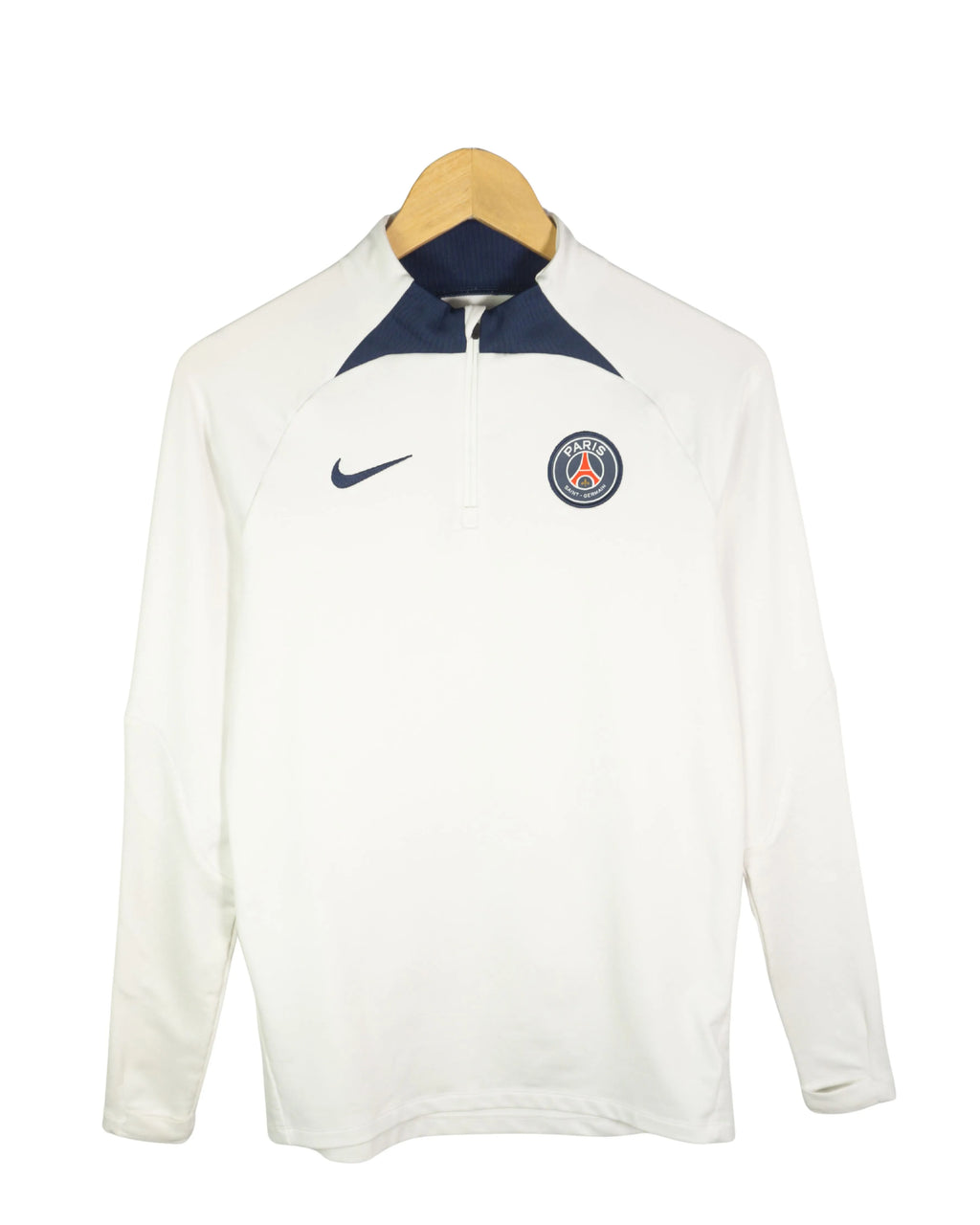 Sudadera PSG Nike Dri-Fit 1/4 Cremallera Blanca Hombre — Talla S