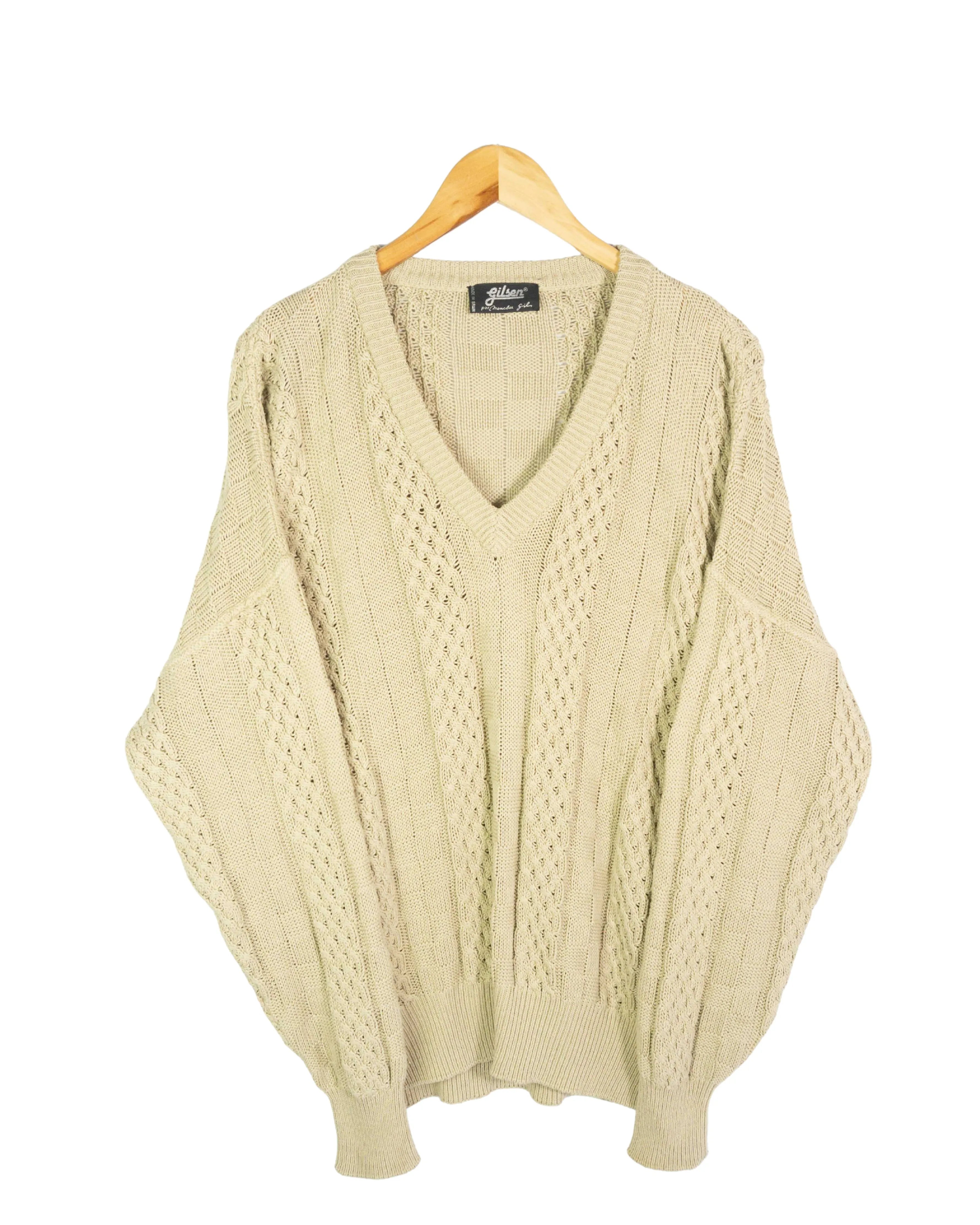 Jersey beige vintage 90s marrón L