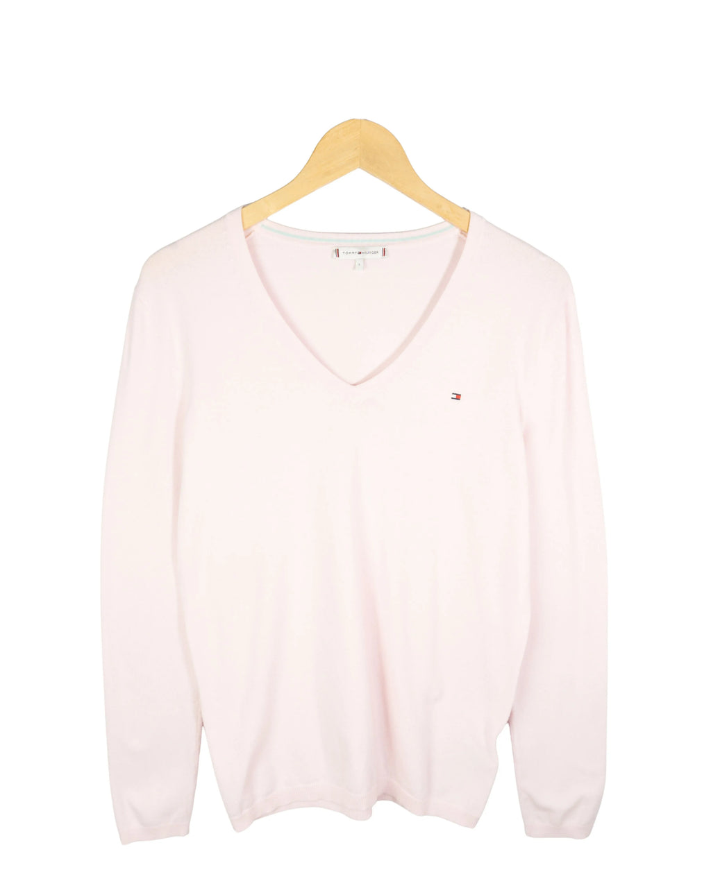Jersey cuello de pico Tommy Hilfiger rosa claro L