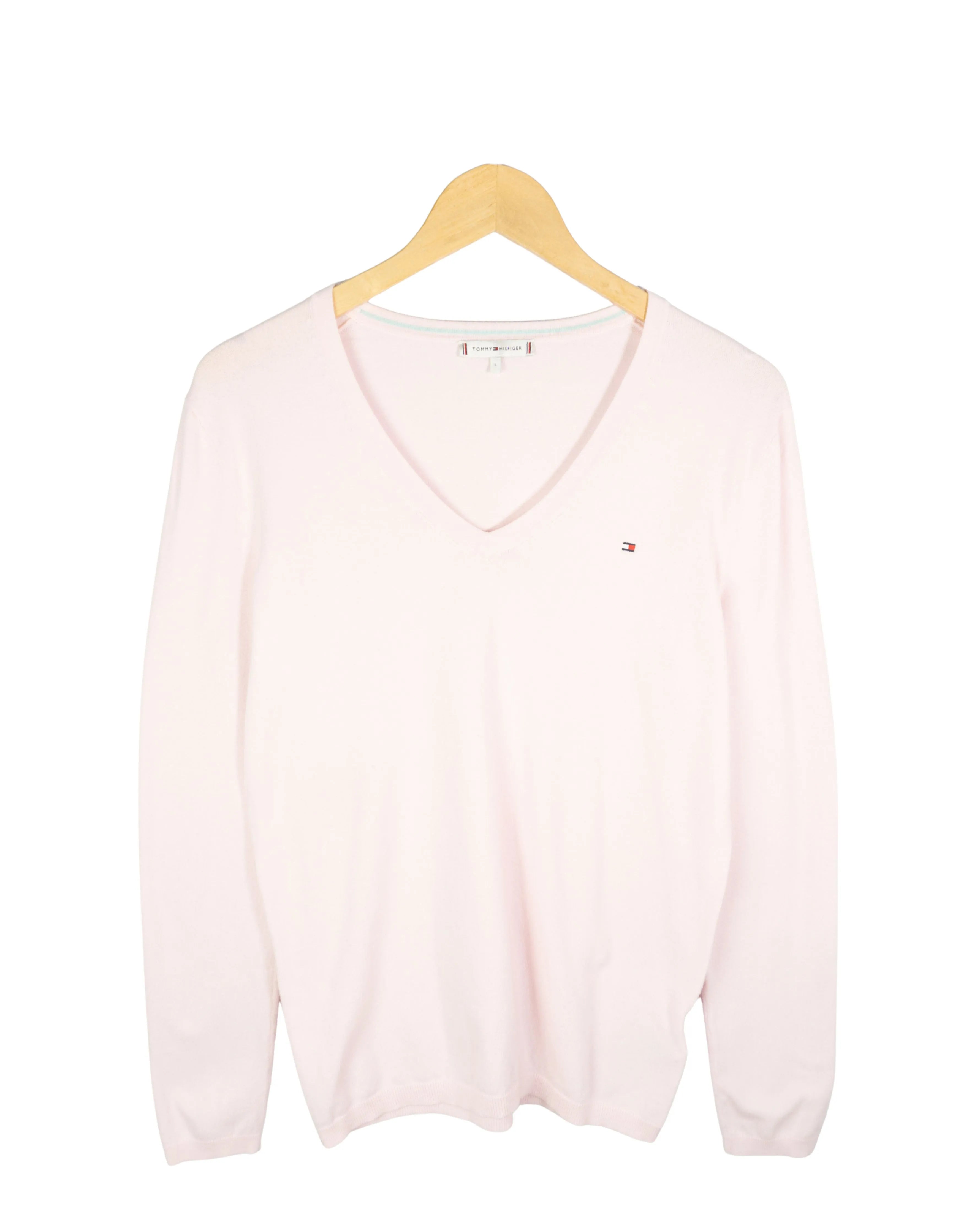 Jersey cuello de pico Tommy Hilfiger rosa claro L