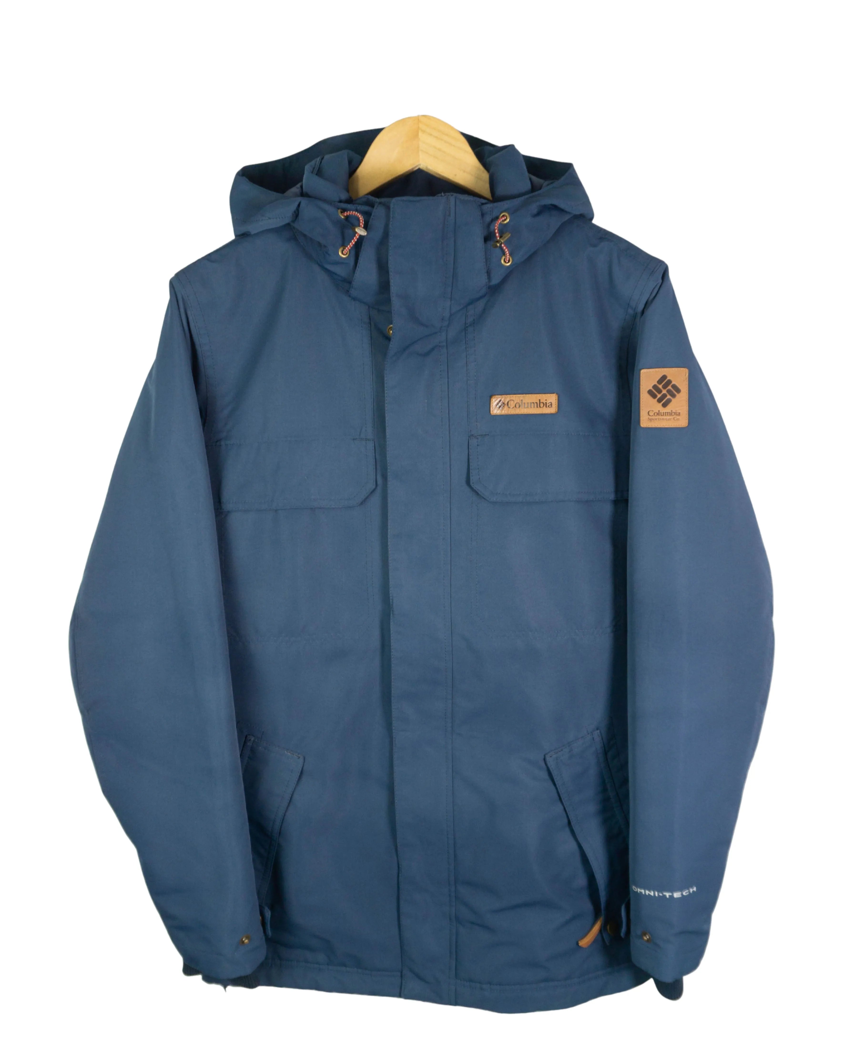 Chaqueta Columbia Vintage 00s Omni-Tech azul marino con capucha — Talla S