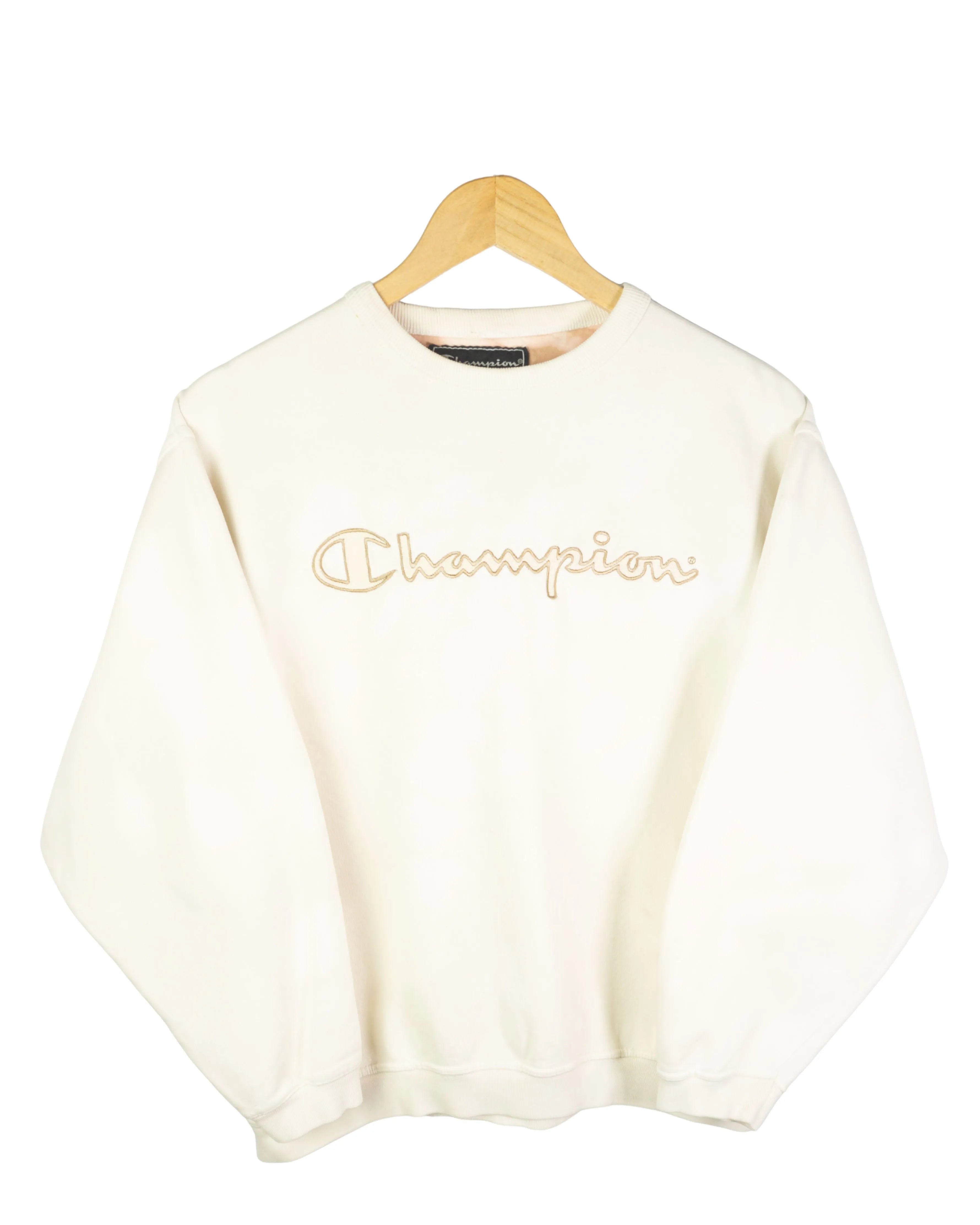 Sudadera tie dye Champion Logo Bordado Crema Vintage 90s — Talla S