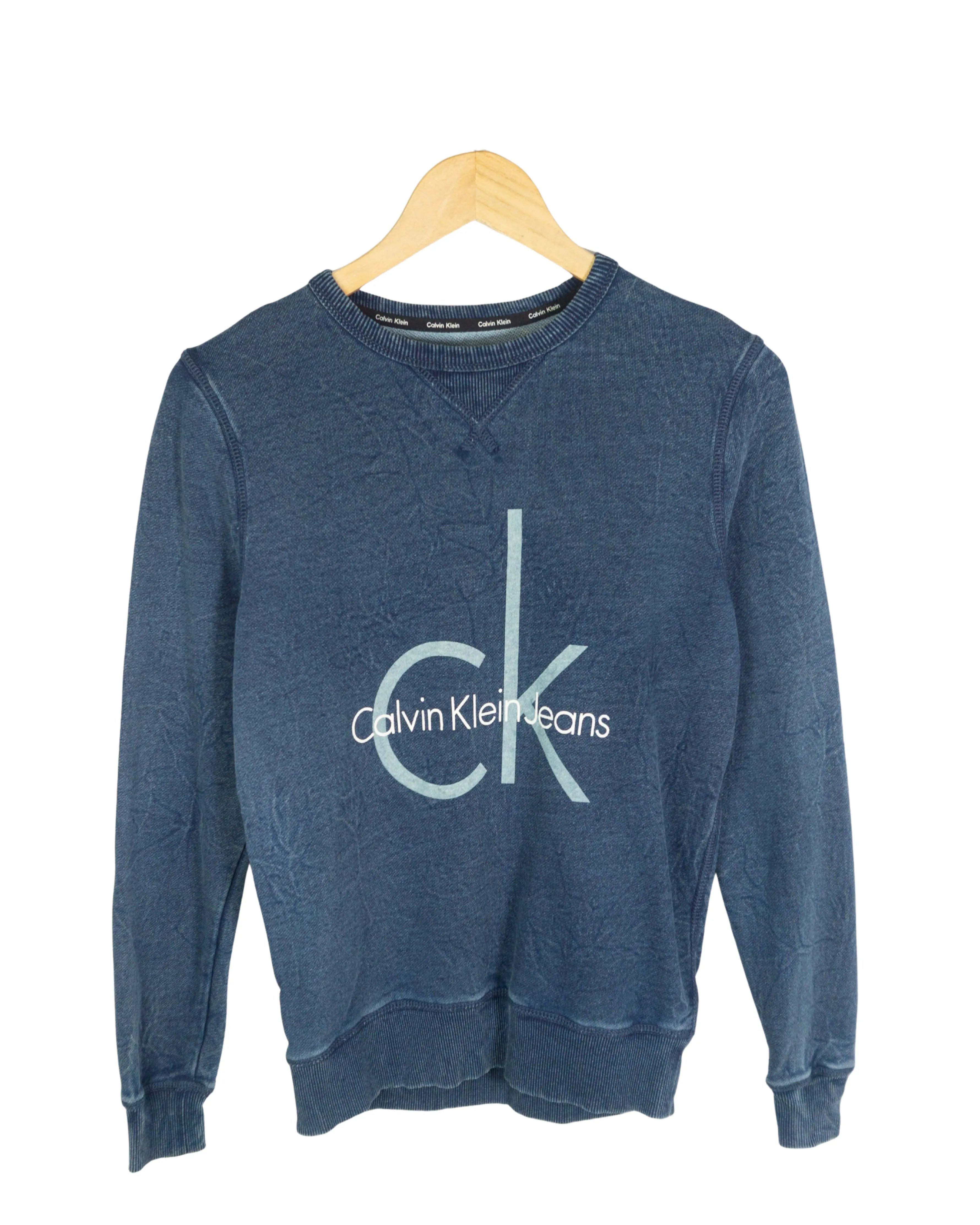 Sudadera Calvin Klein Jeans azul marino logo CK — Talla XS