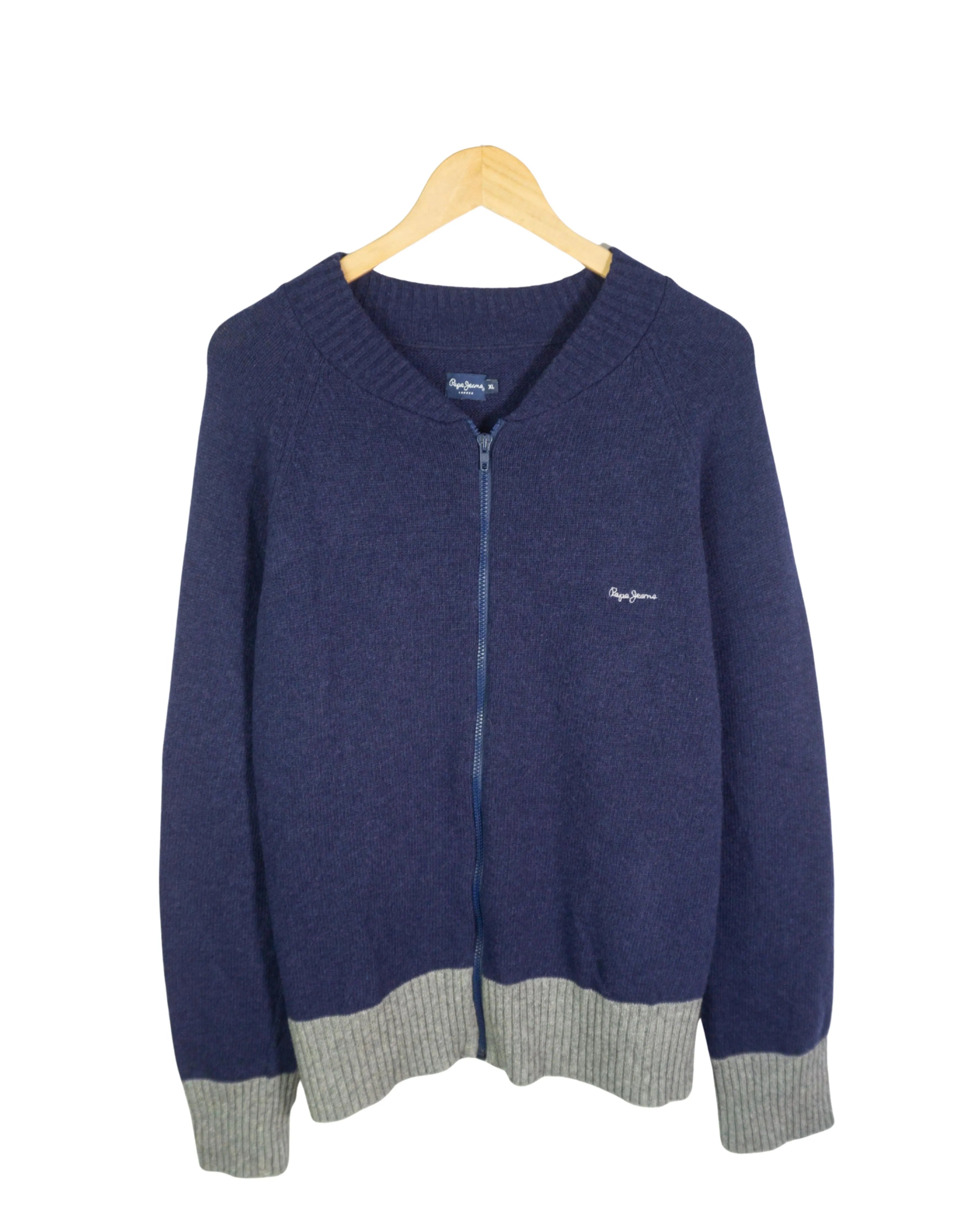 Cardigan Pepe Jeans Vintage 00s azul marino con cremallera — Talla XL
