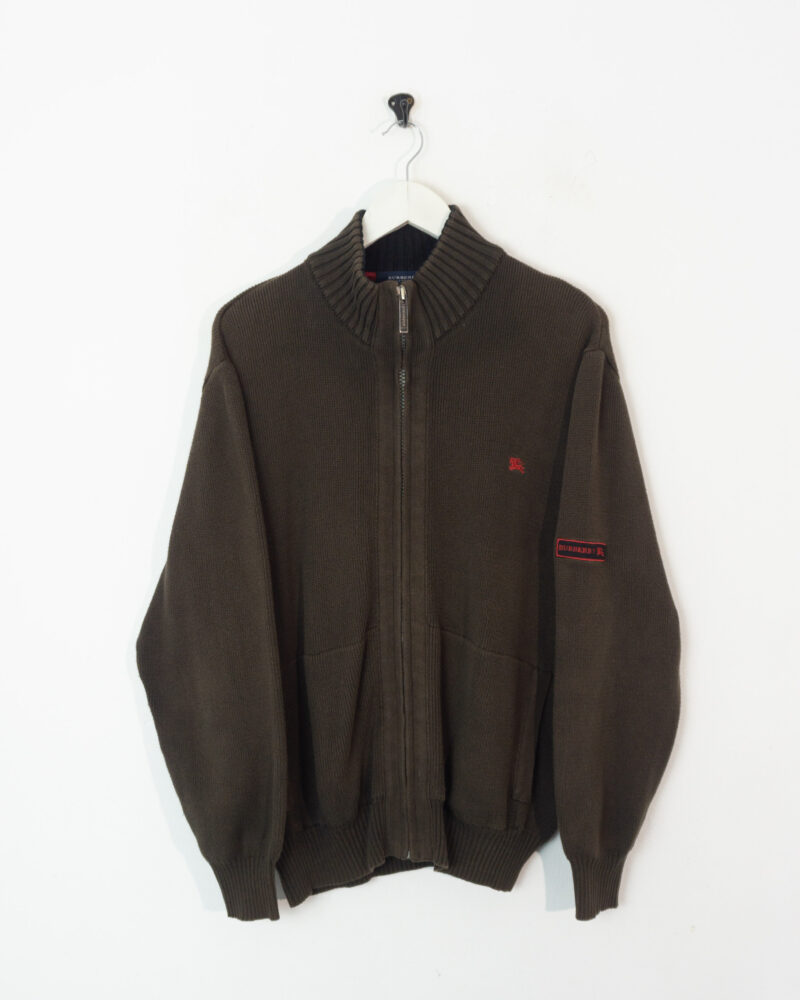 Burberrys vintage 00s knitt brown jacket L - Imagen 2