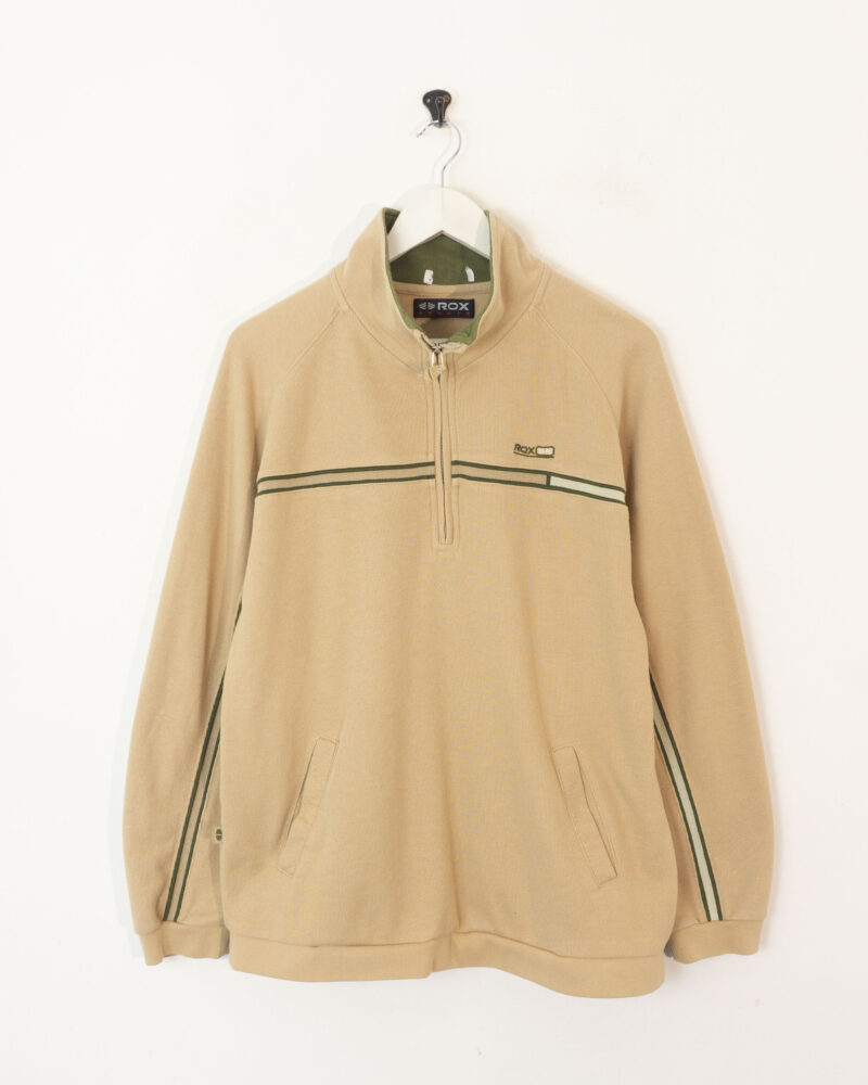 Rox vintage 00s beige 1/4 zip sweatshirt L - Imagen 2