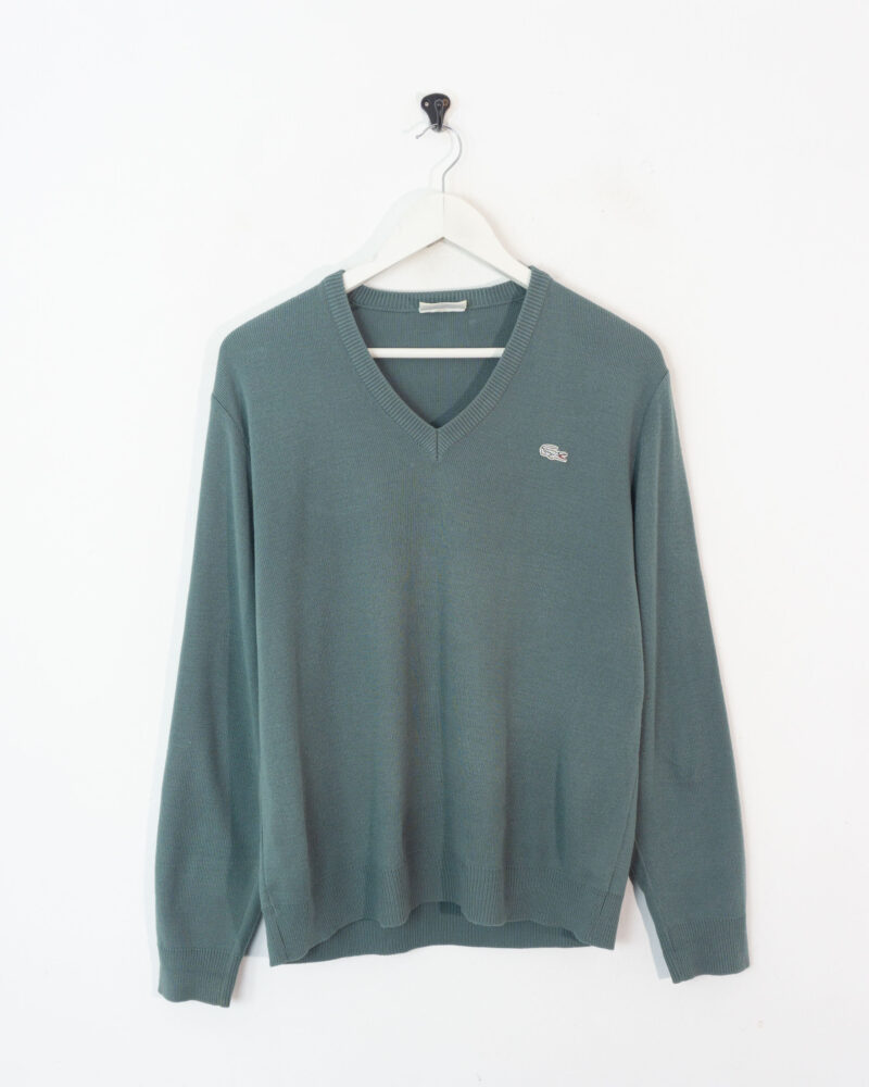 Lacoste vintage 90s grey v-neck sweater S - Imagen 2