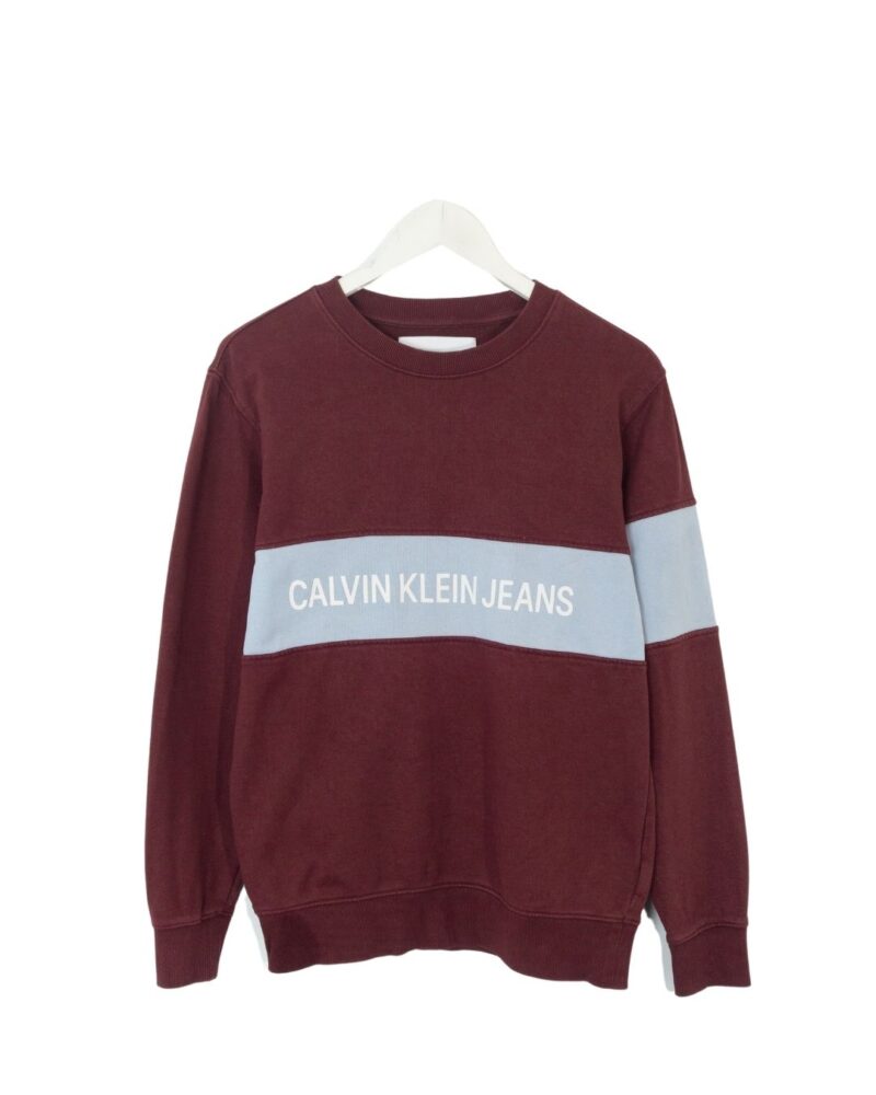 Calvin klein burgundy/blue sweater S