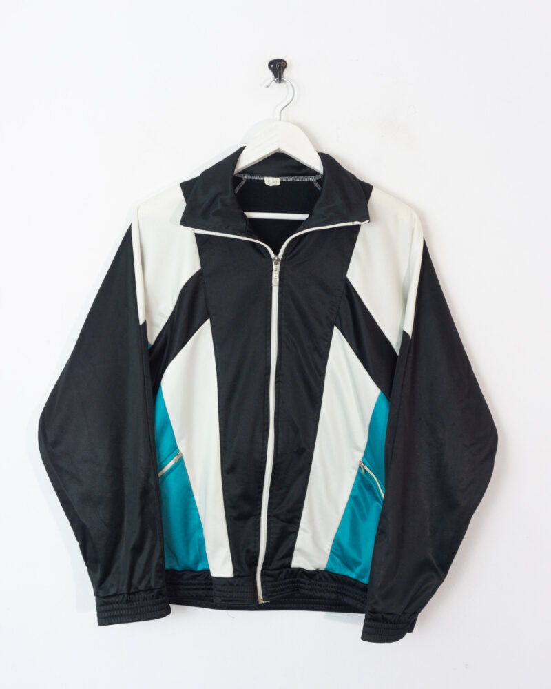 Vintage 90s black/white/green track jacket M - Imagen 2