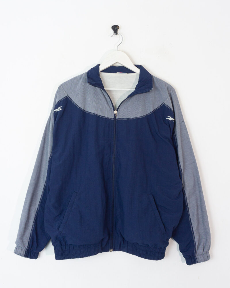 Reebok vintage 90s navy/grey track jacket L - Imagen 2