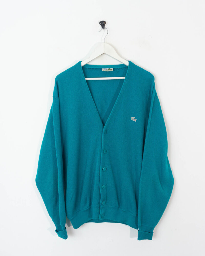 Lacoste vintage 90s green cardigan L - Imagen 2