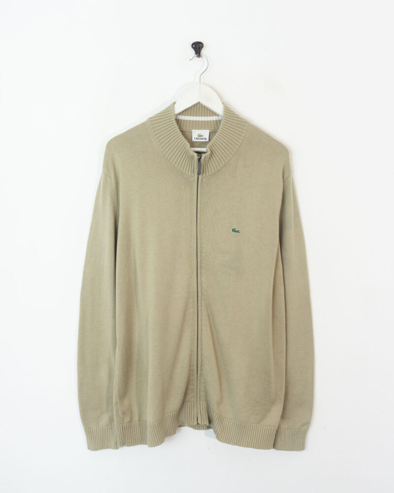 Lacoste vintage 00s beige knit jacket XL - Imagen 2