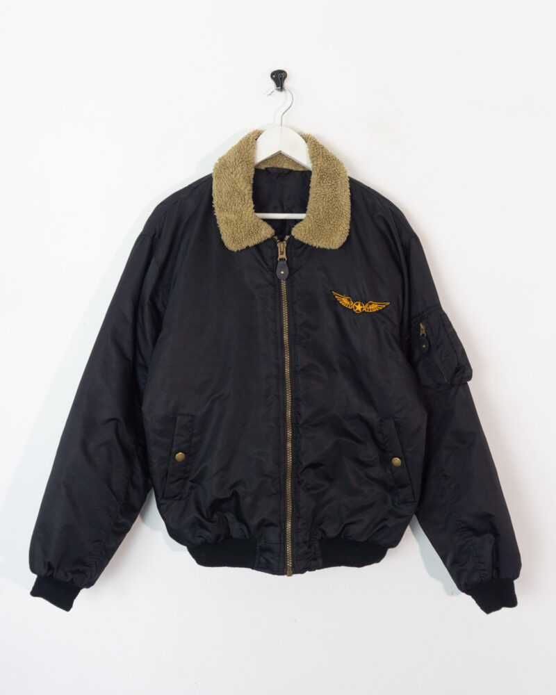 Vintage black bomber jacket M - Imagen 2