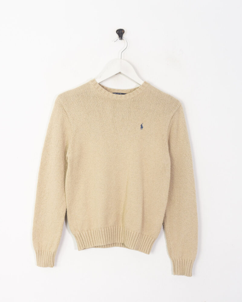 Ralph Lauren vintage 00s woman beige cotton sweater M - Imagen 2