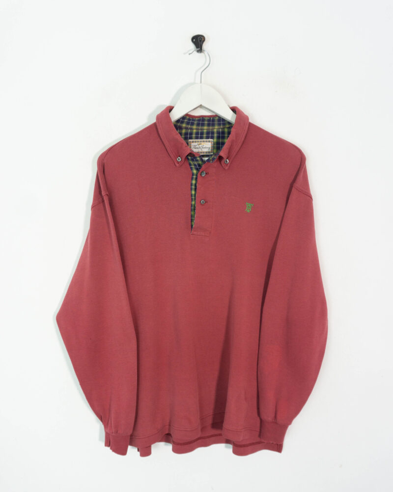 Burberrys vintage 90s burgundy l/s polo L - Imagen 2