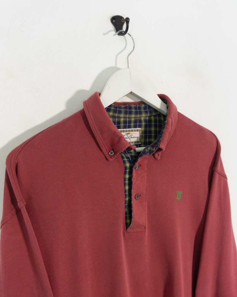 Burberrys vintage 90s burgundy l/s polo L - Imagen 5