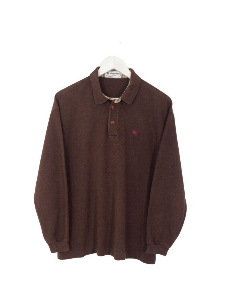 Burberrys vintage 90s brown l/s polo M