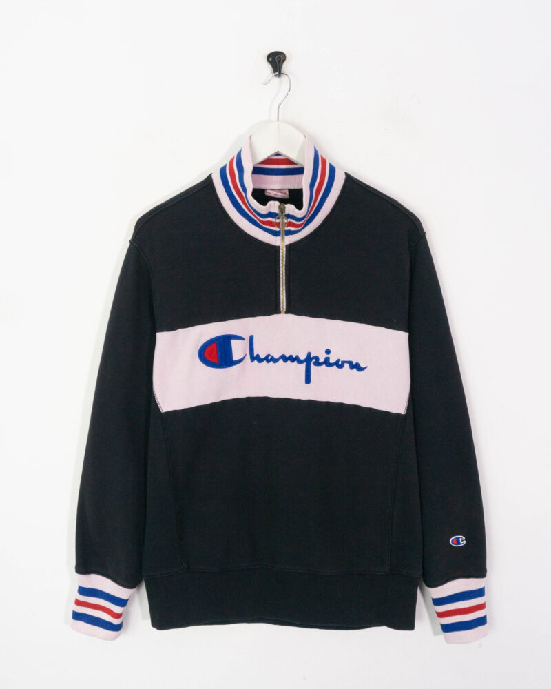 Champion navy/white 1/4 zip sweatshirt L - Imagen 2